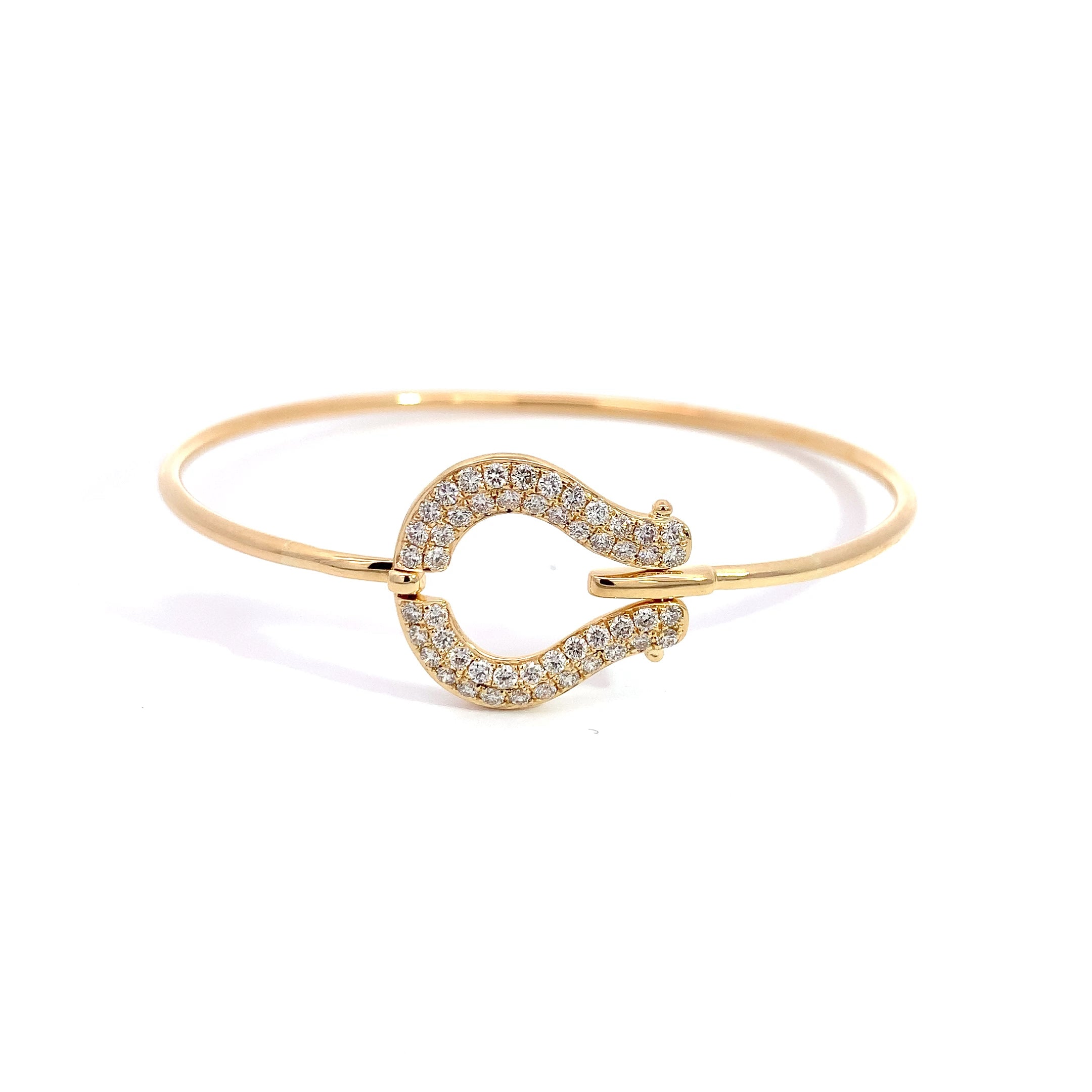 Yellow Gold Bangle Bracelet with Diamond Only Stones