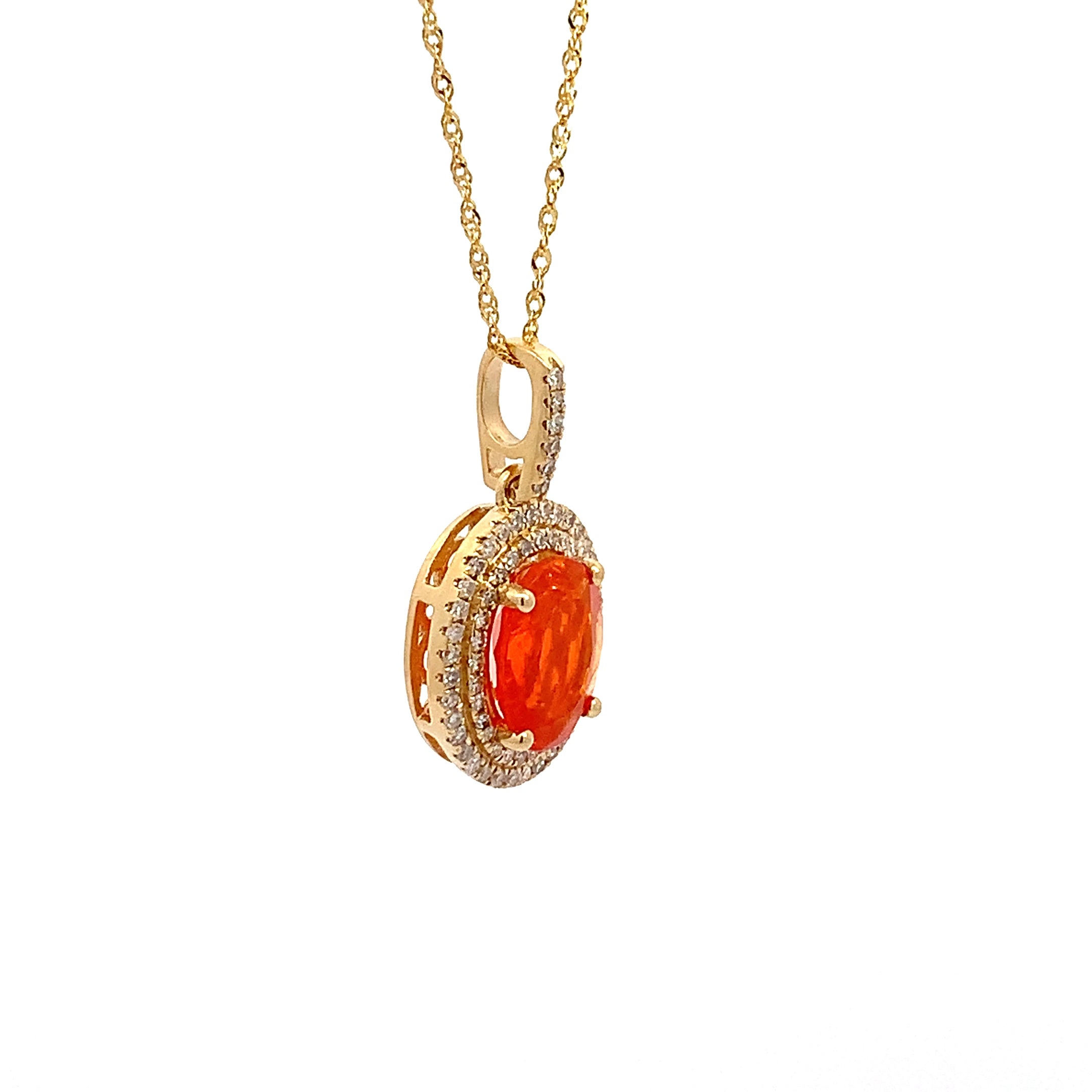 ORANGE OPAL AND DIAMOND NECKLACE