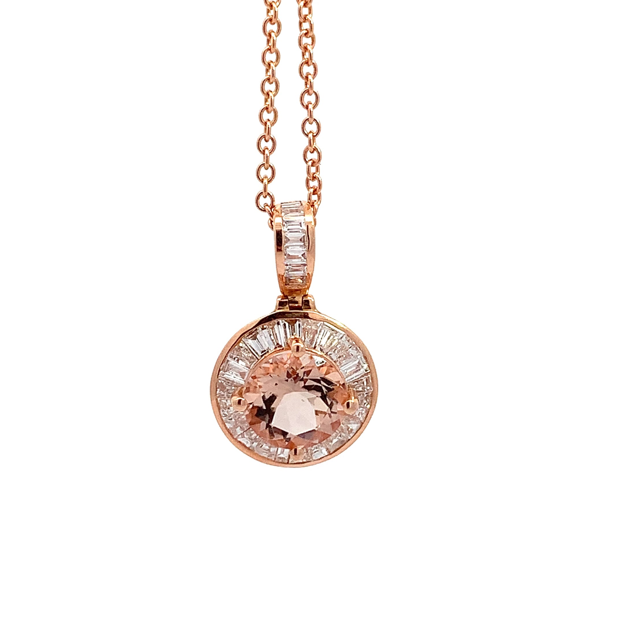MORGANITE AND DIAMOND NECKLACE
