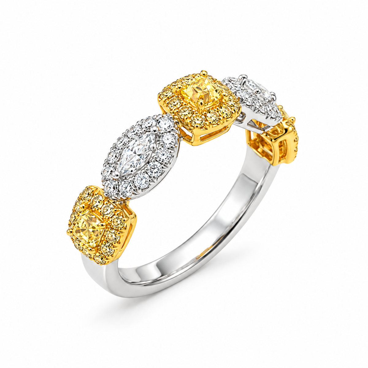 White Gold Yellow Diamond Ring