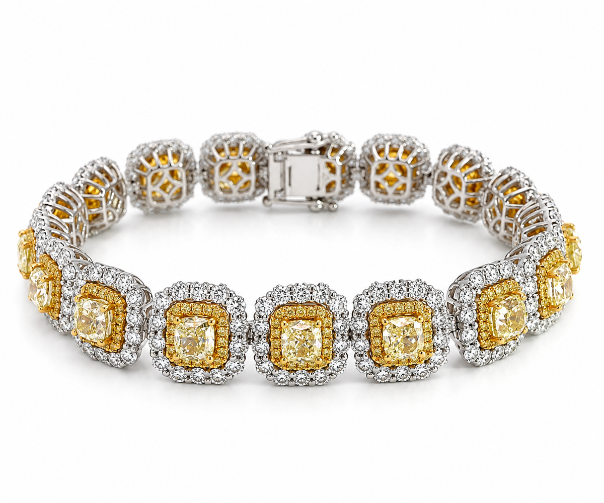 White Gold Yellow and White Diamond Bracelet