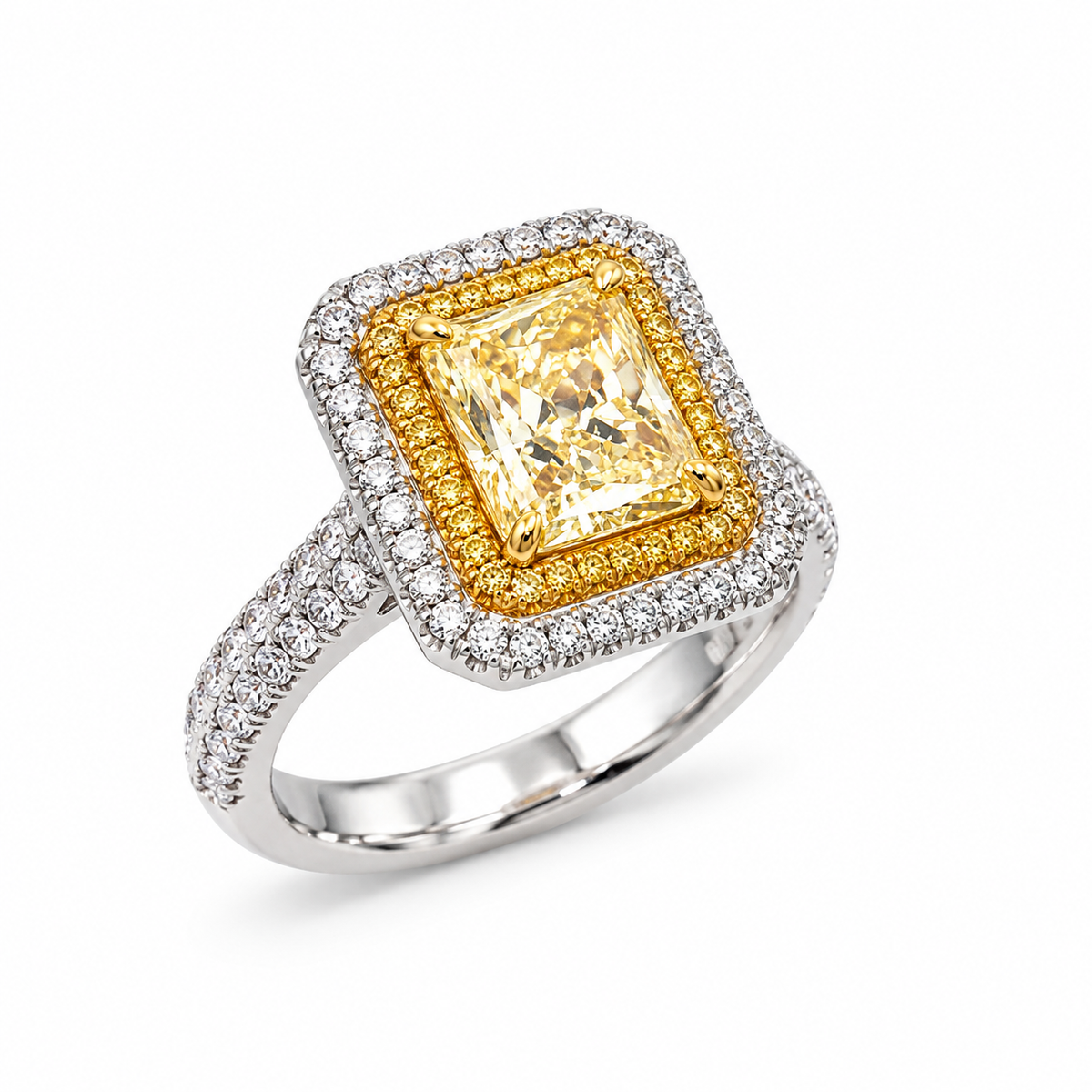White Gold Yellow Diamond Ring