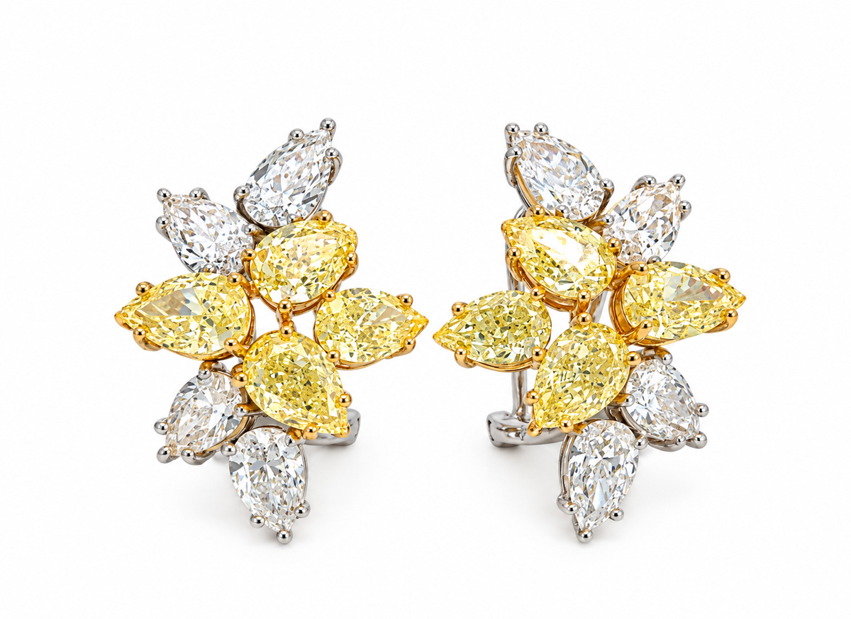 White Gold Yellow Diamond Earrings