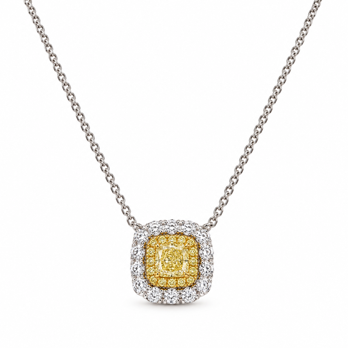 White Gold Yellow Diamond Pendant