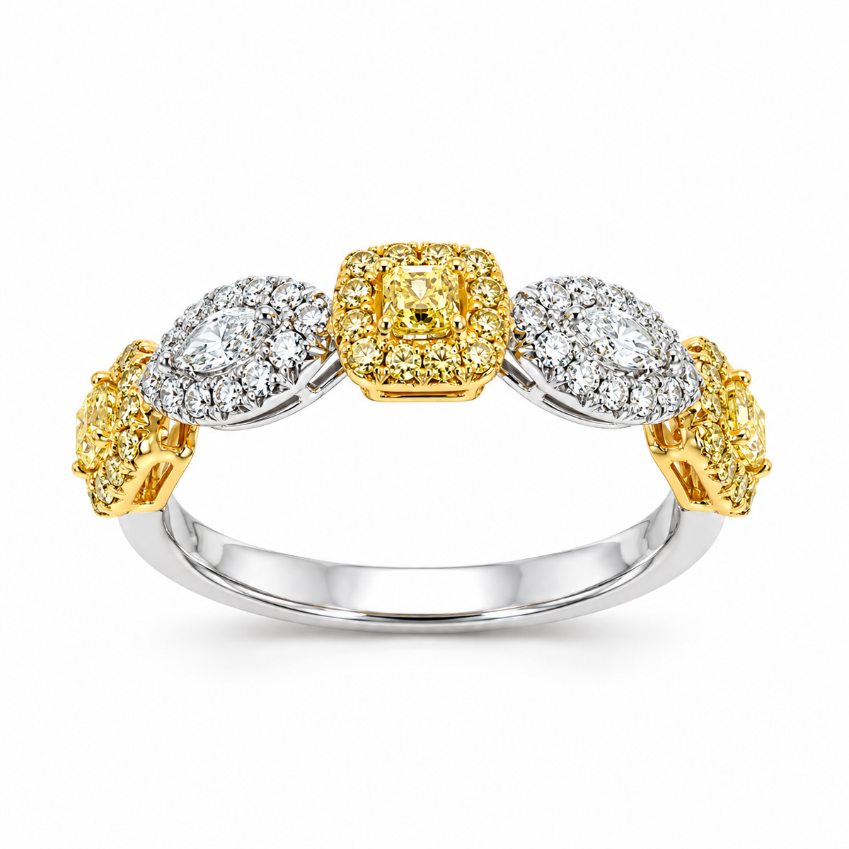 White Gold Yellow Diamond Ring