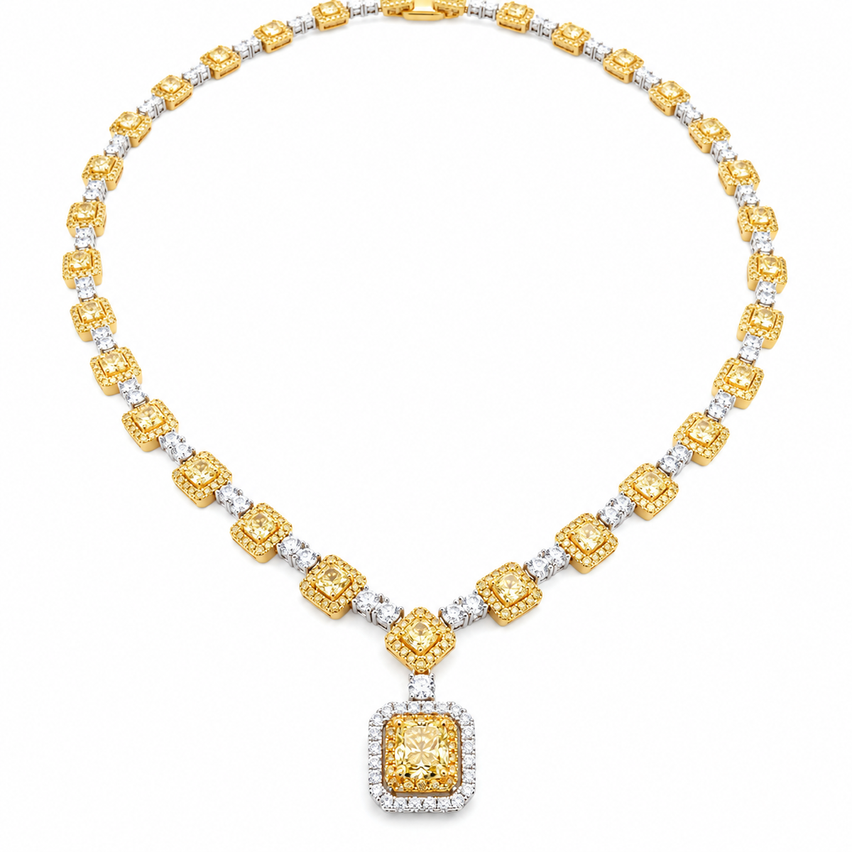 White Gold Yellow Diamond Necklace