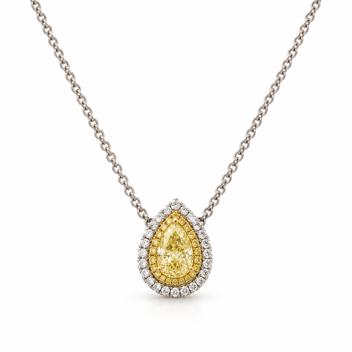 White Gold Yellow Diamond Pendant