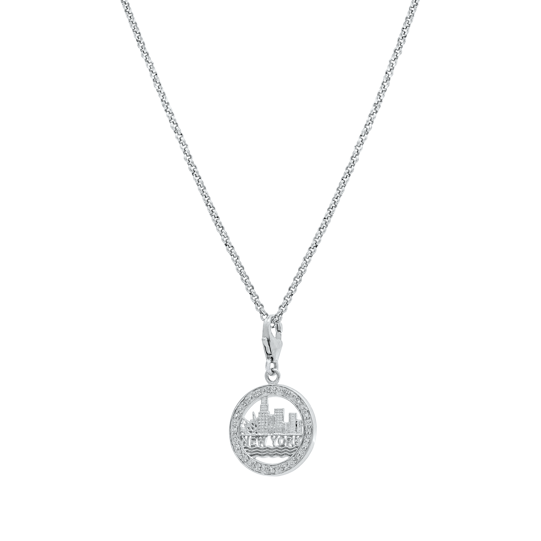 White Gold Pendant Necklace with Diamond Only Stones