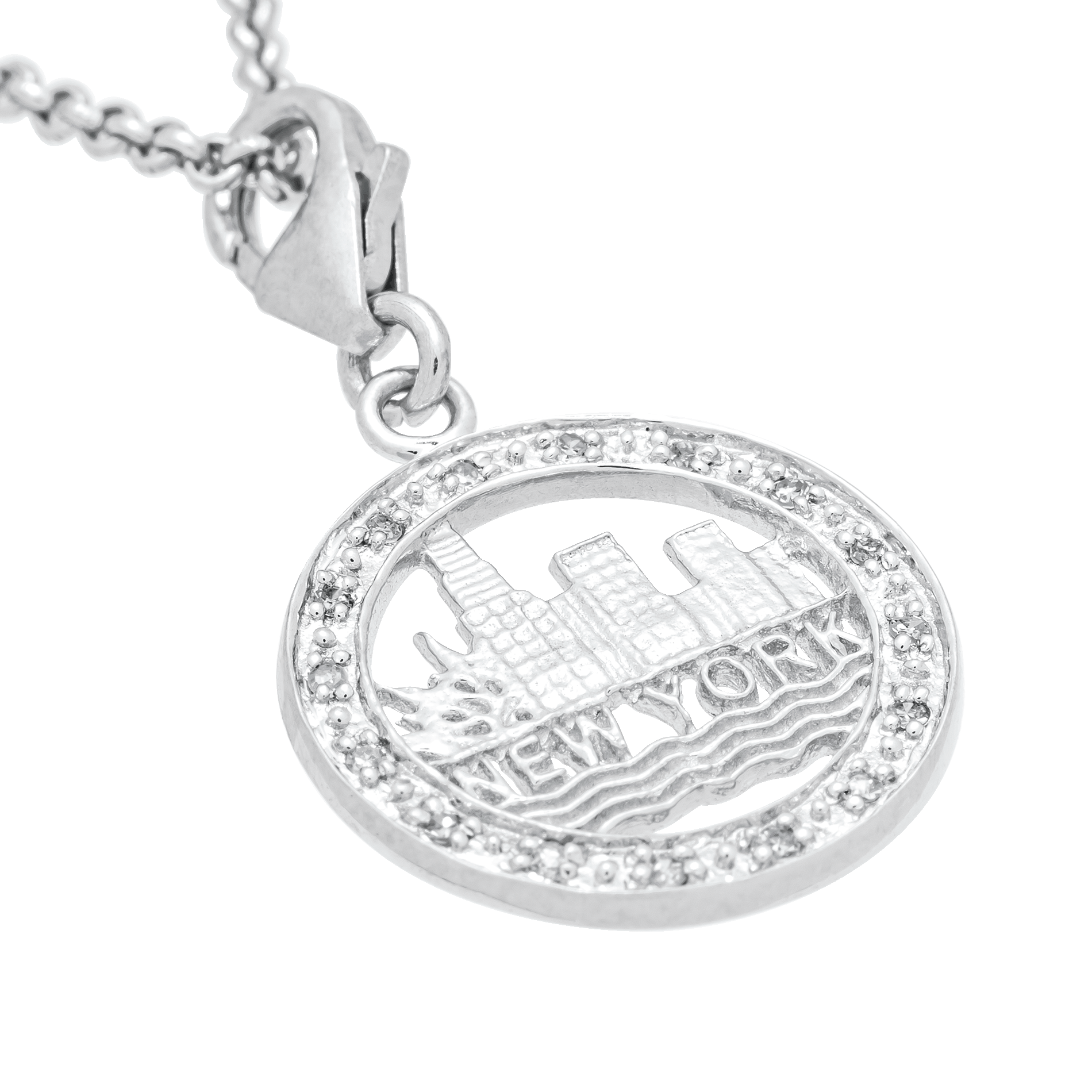 White Gold Pendant Necklace with Diamond Only Stones