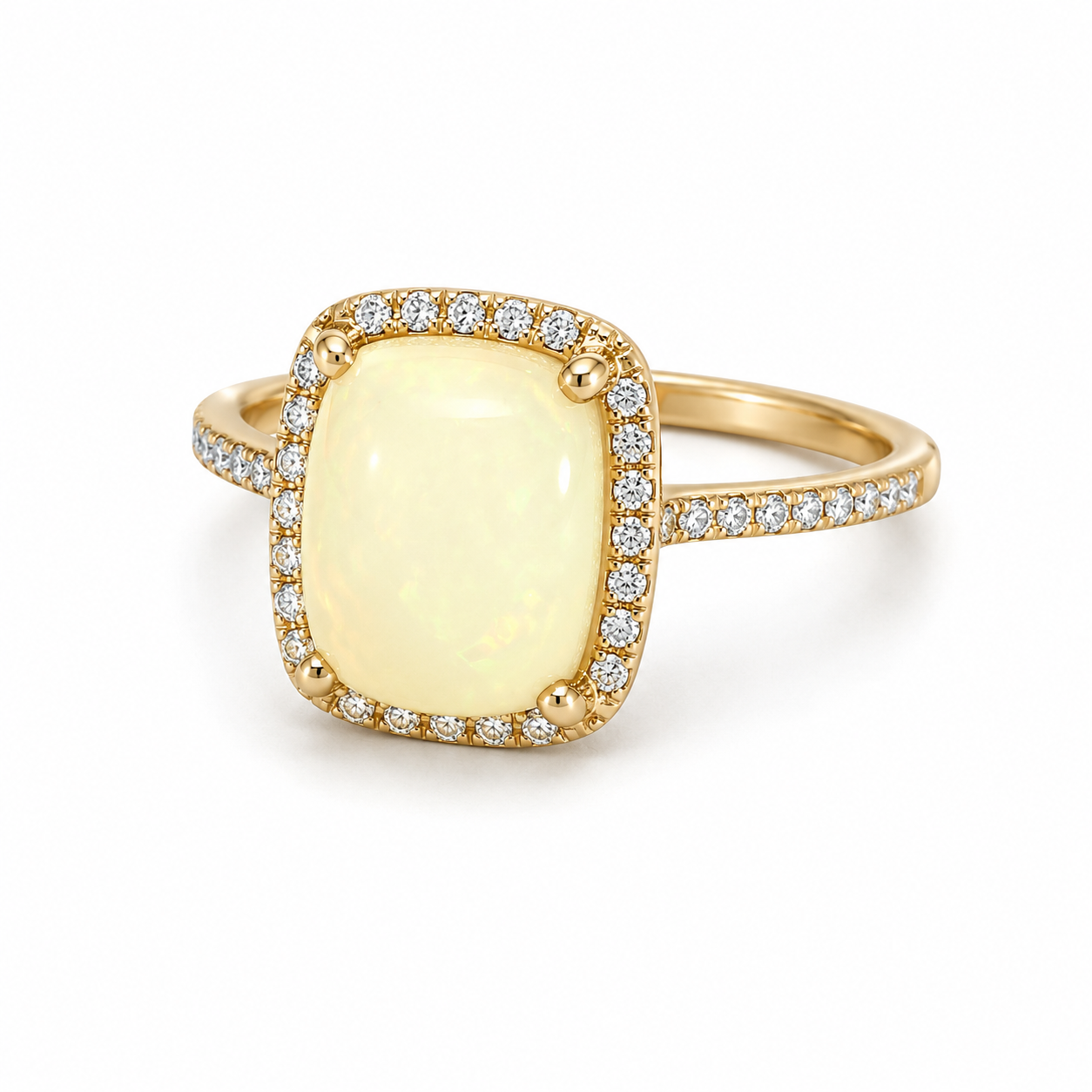 Yellow Gold Opal and Diamond Ring