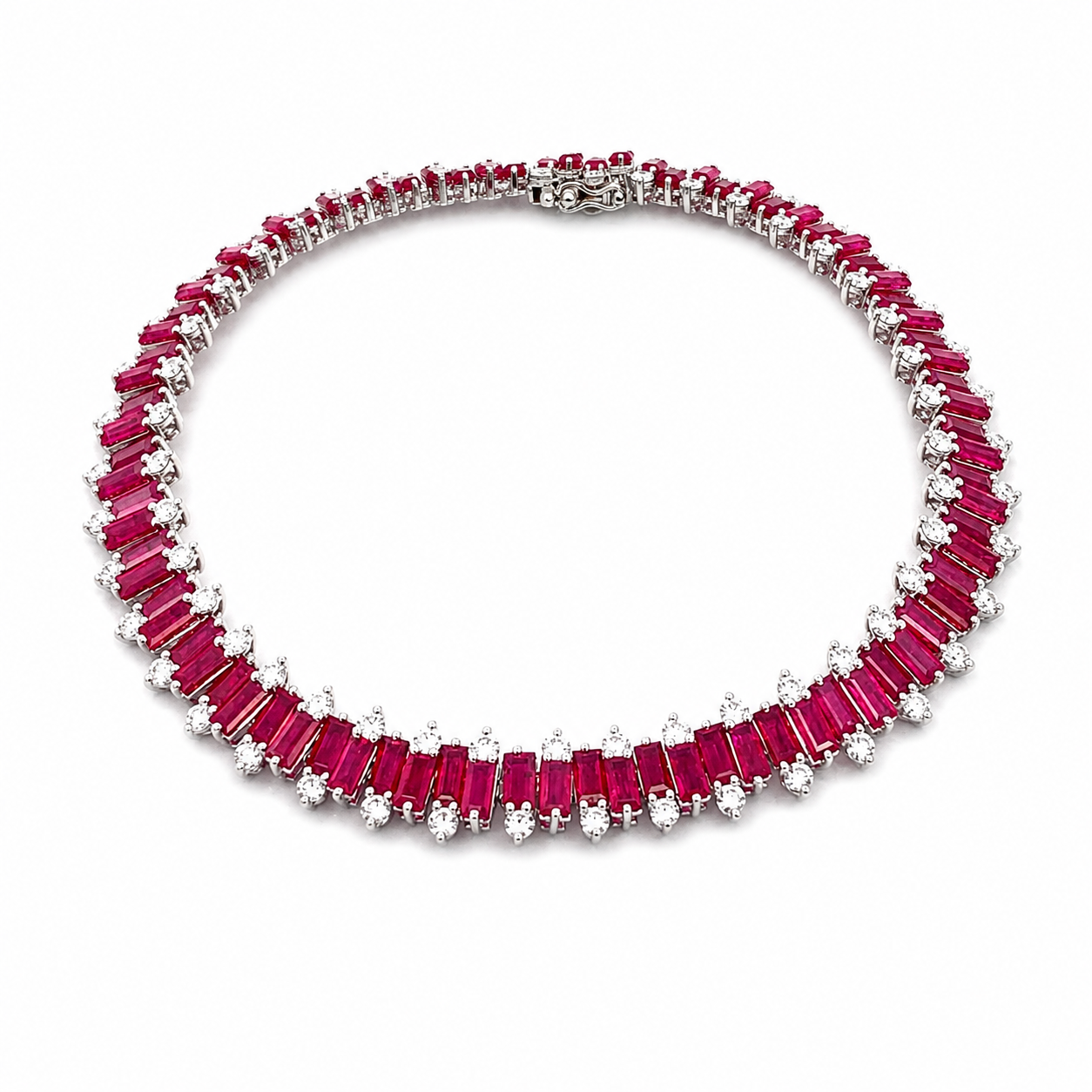White Gold Ruby and Diamond Bracelet