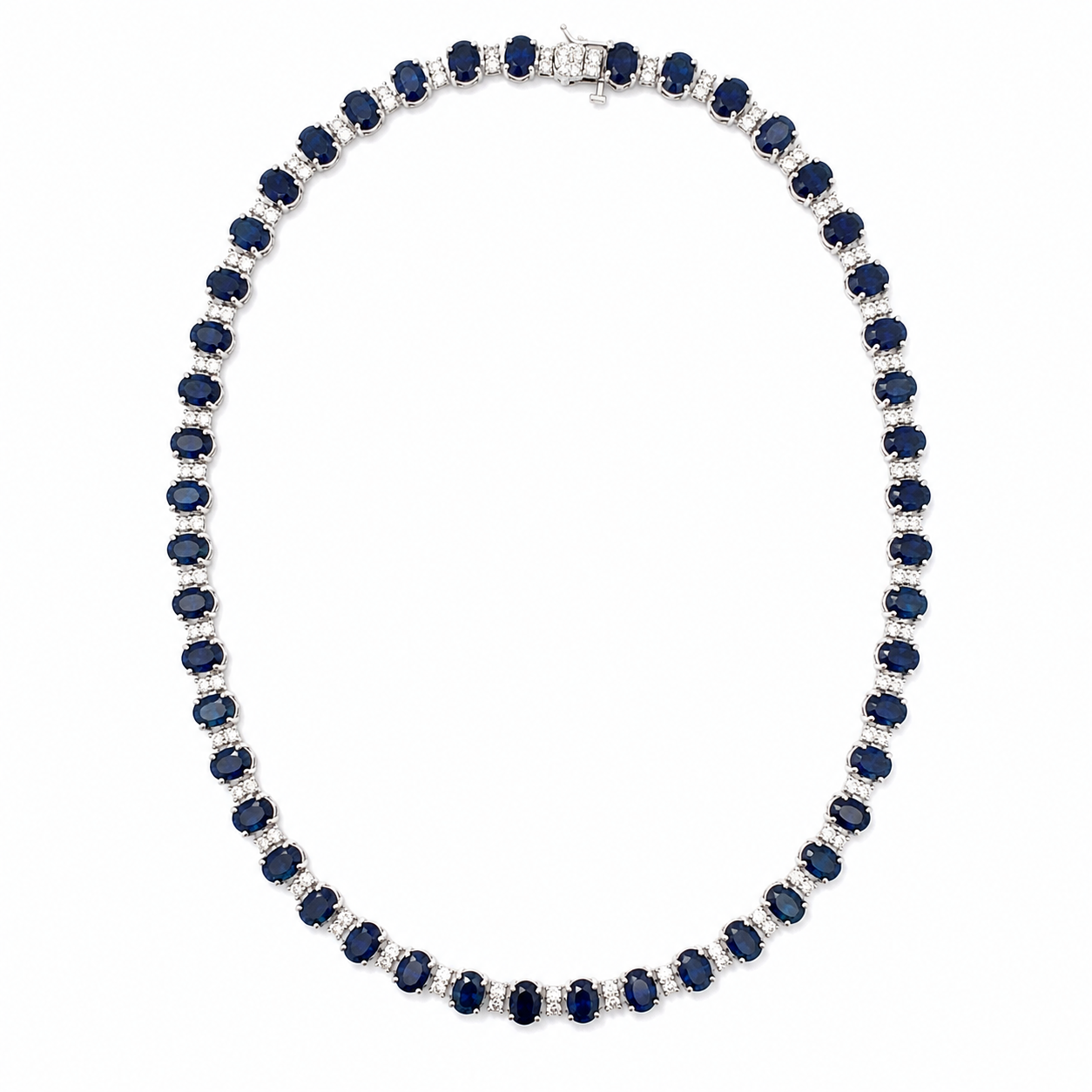 White Gold Sapphire and Diamond Necklace