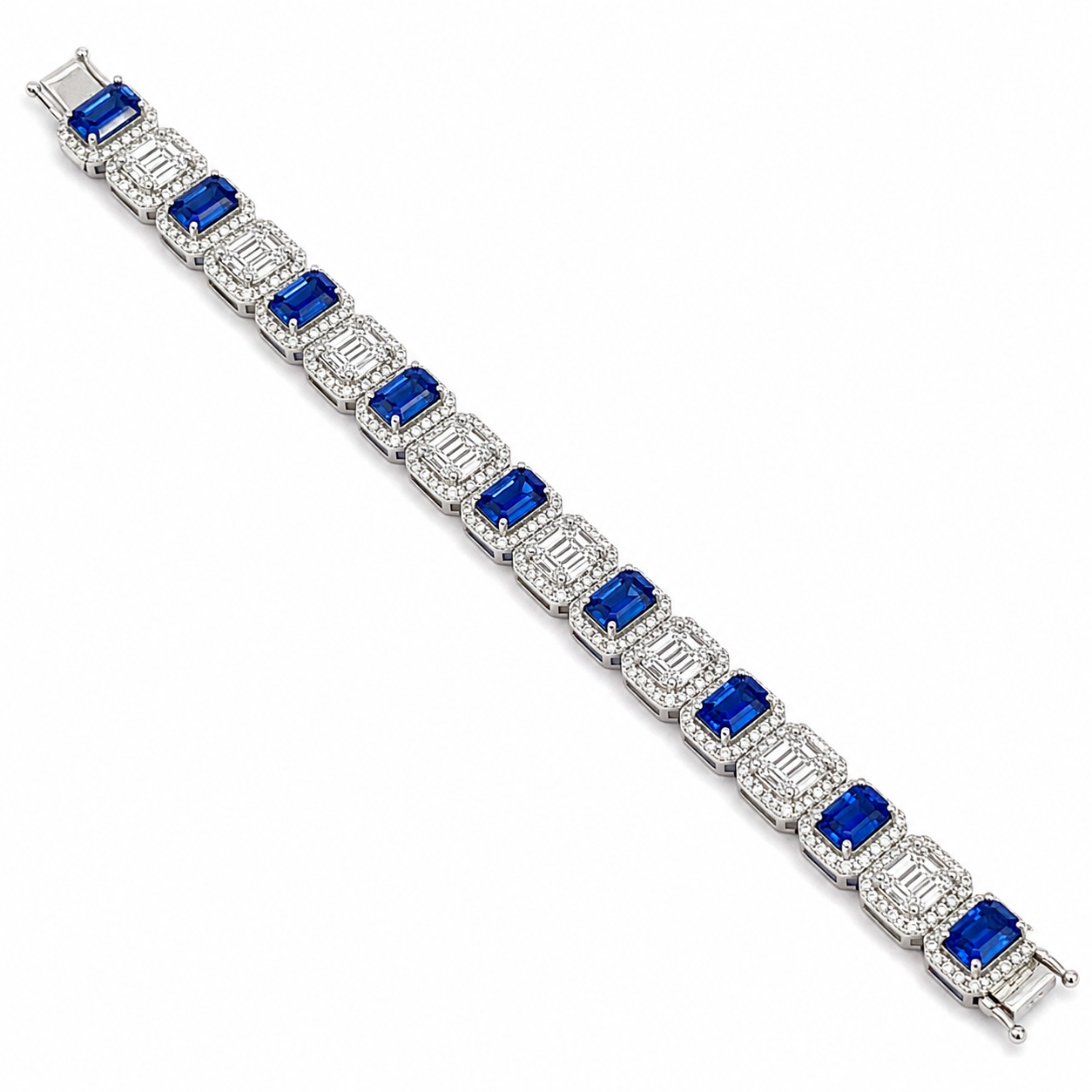 White Gold Diamond and Sapphire Bracelet