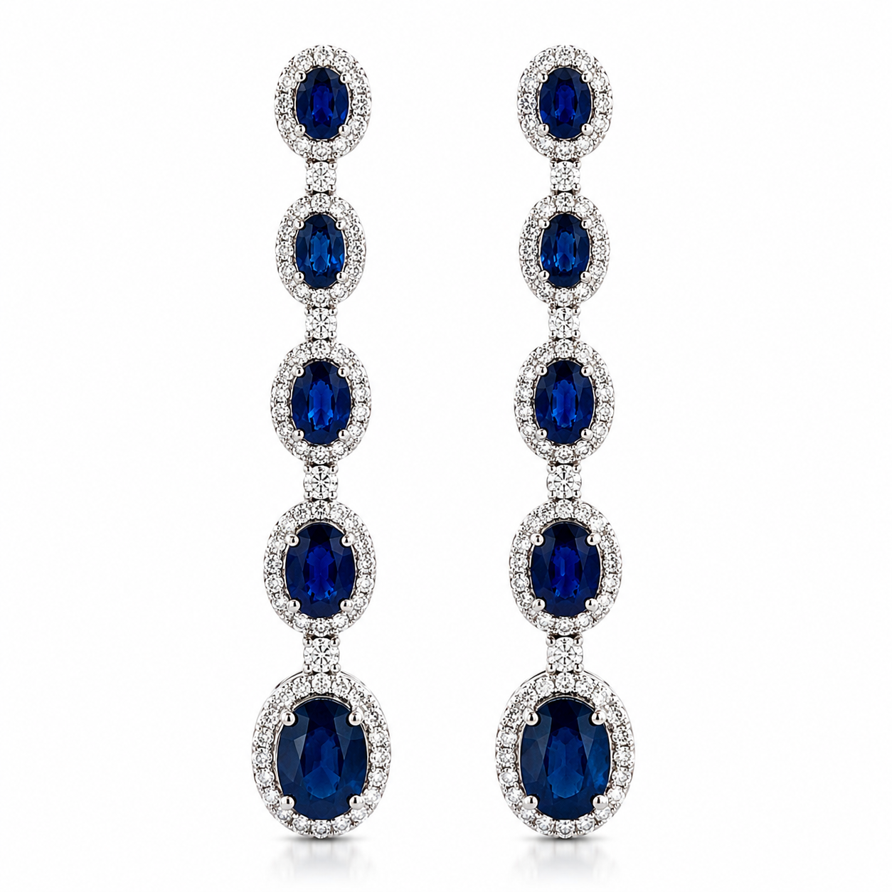 White Gold Sapphire and Diamond Earrings