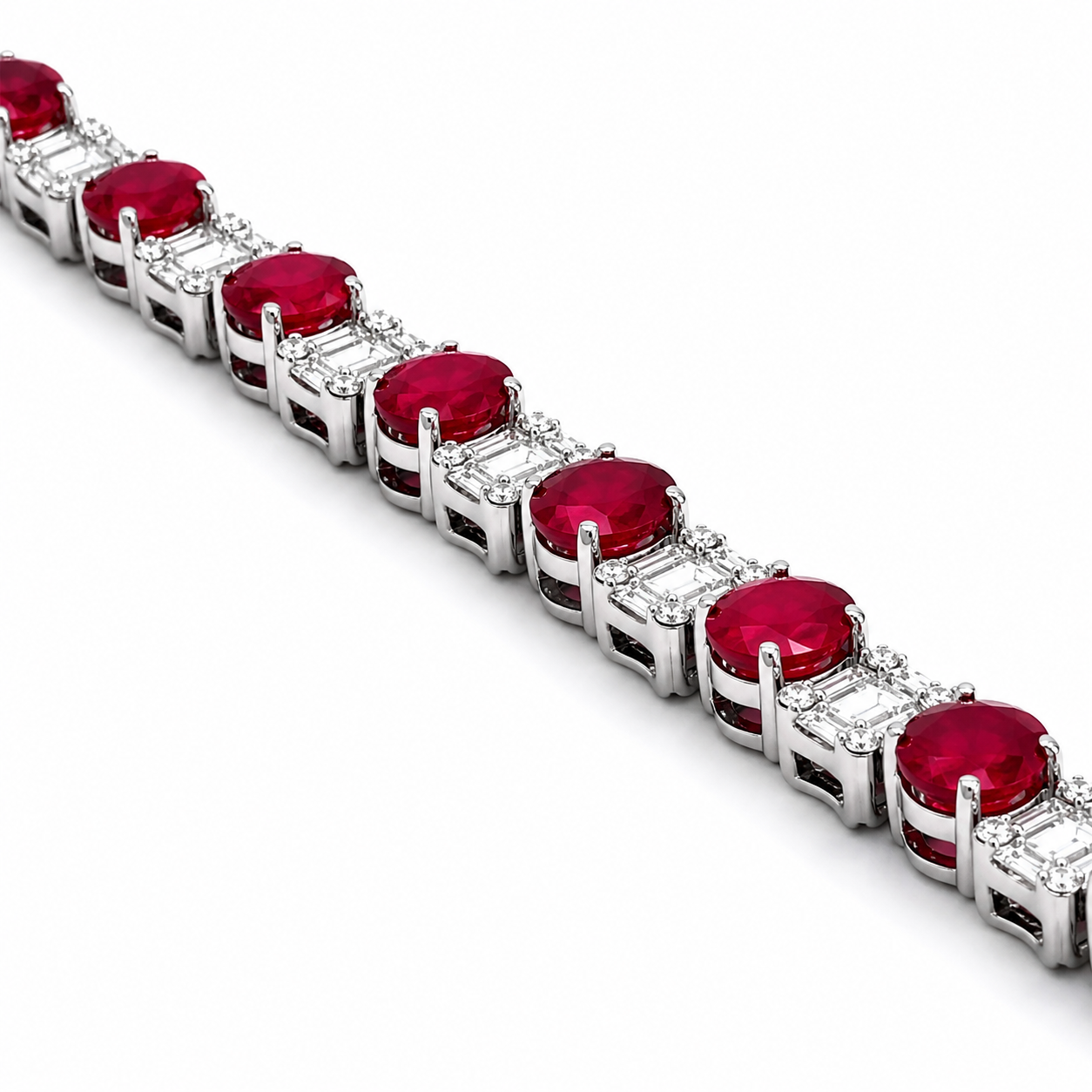 White Gold Rubby and Diamond Bracelet