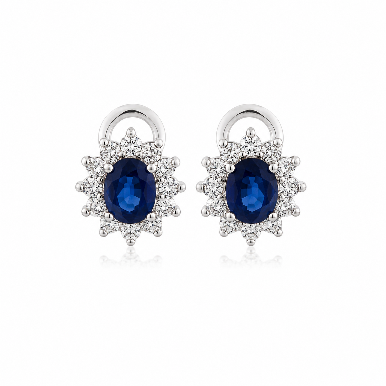 White Gold Sapphire and Diamond Earrings