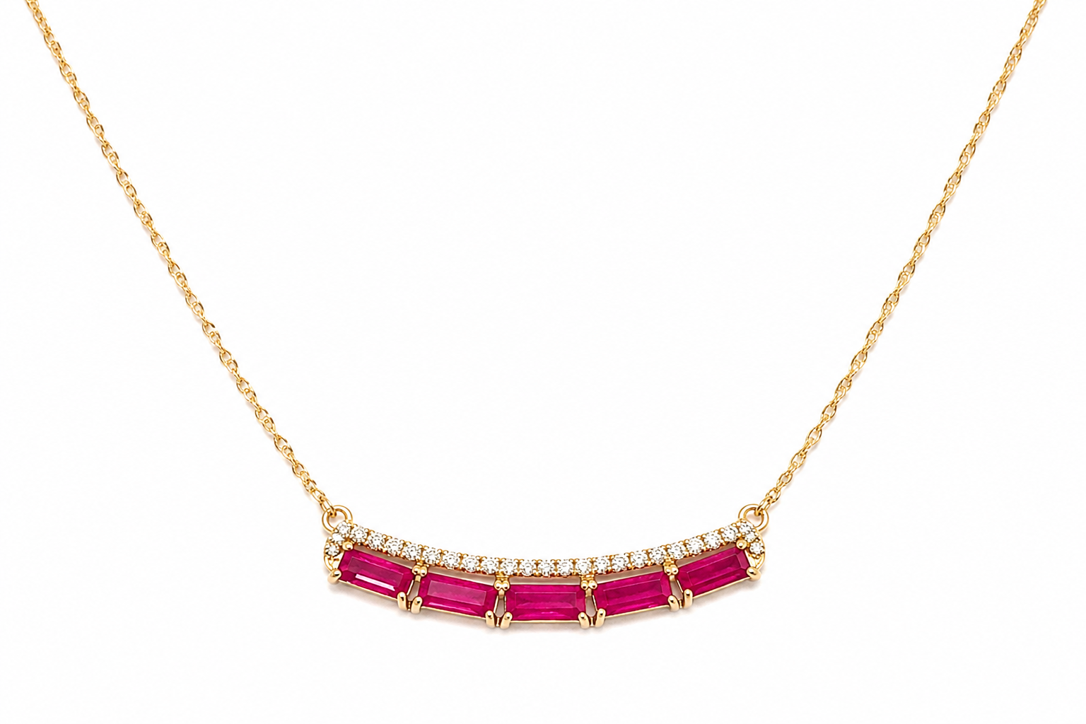 Yellow Gold Ruby and Diamond Necklace