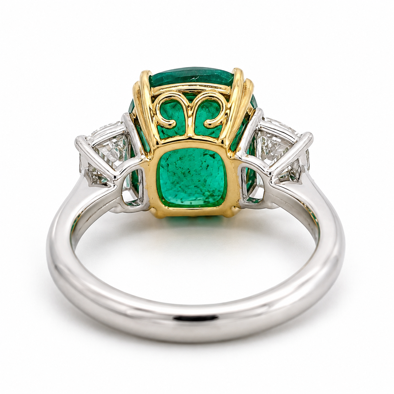 White Gold Emerald and Diamond Ring