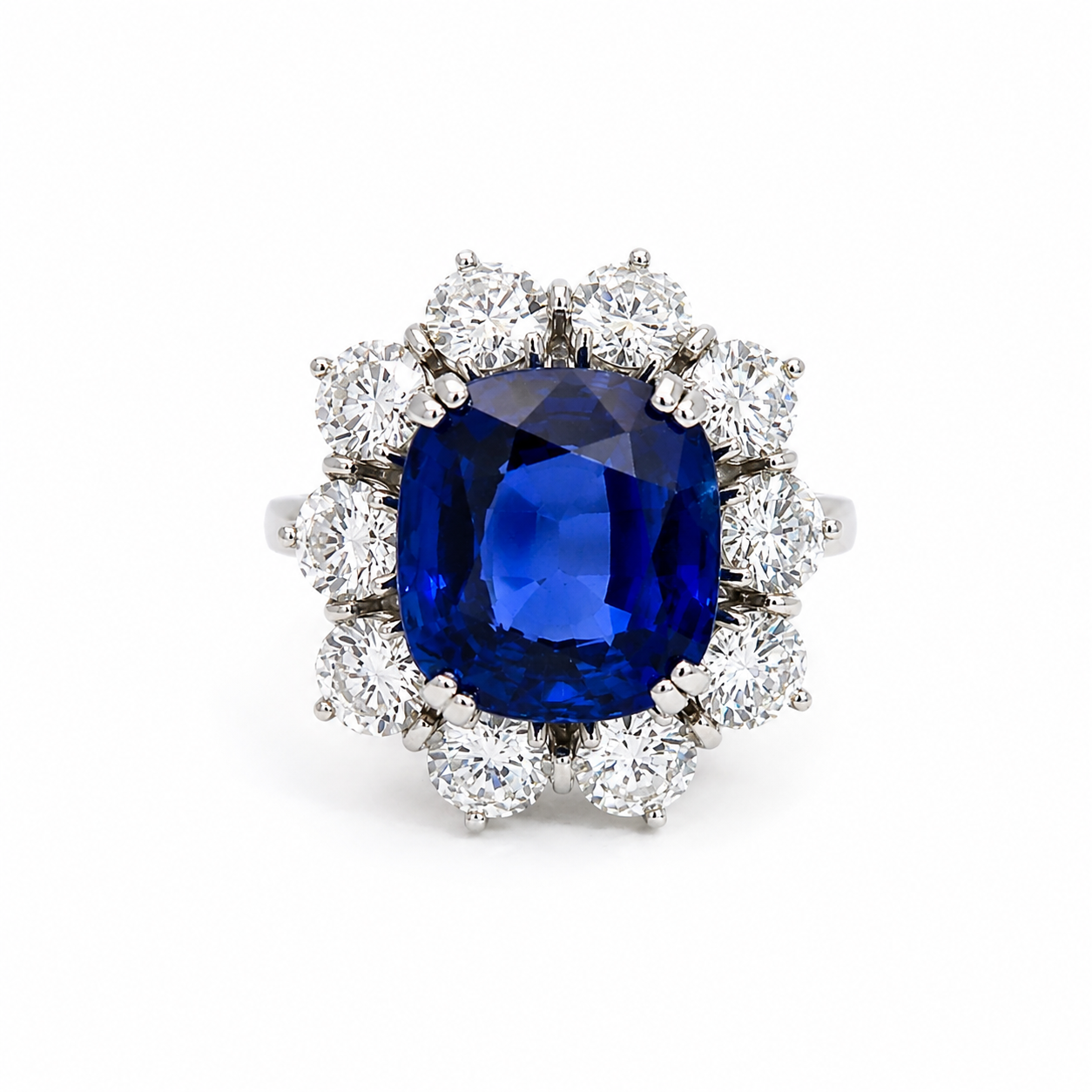 White Gold Sapphire and Diamond Ring