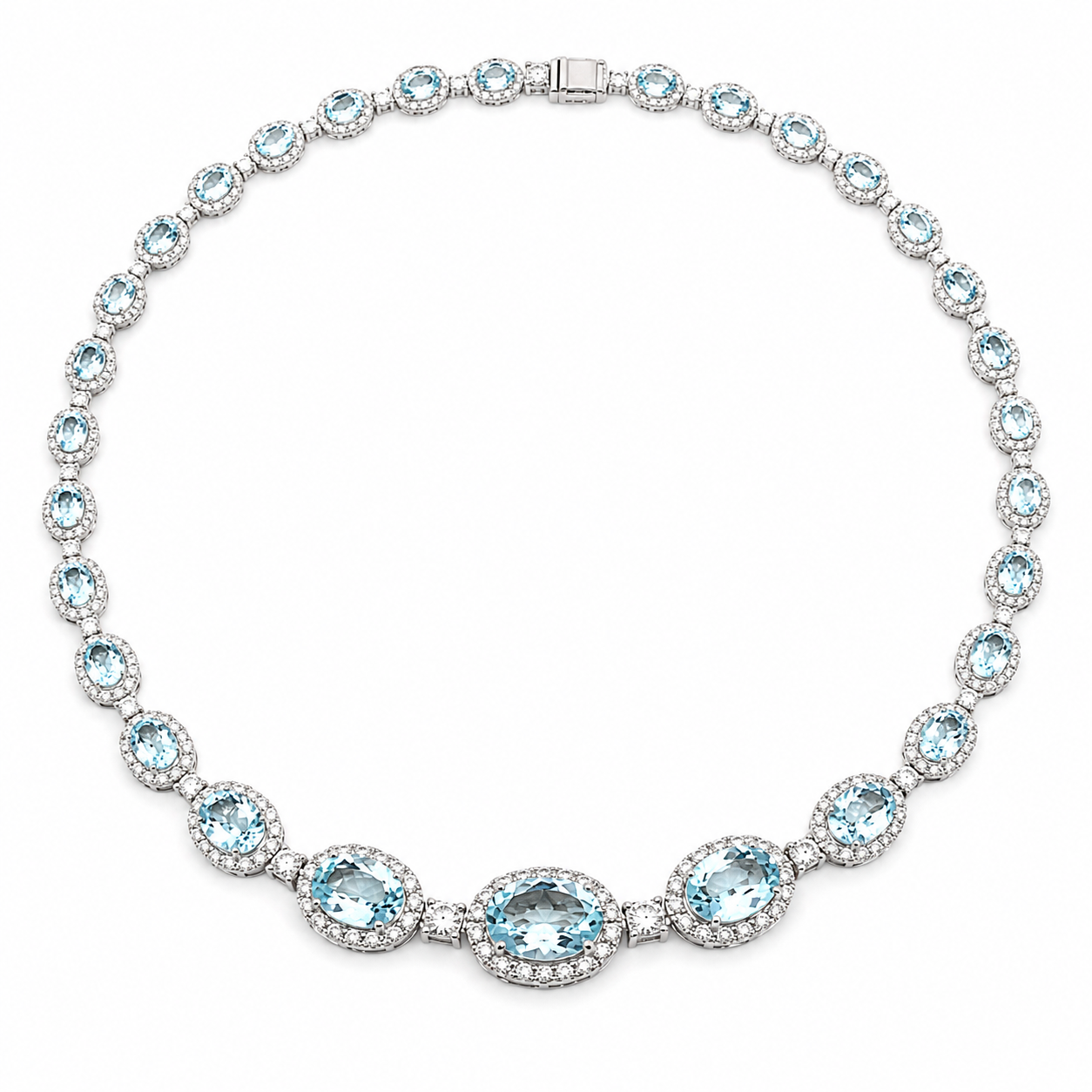 White Gold Aquamarine Diamond Necklace