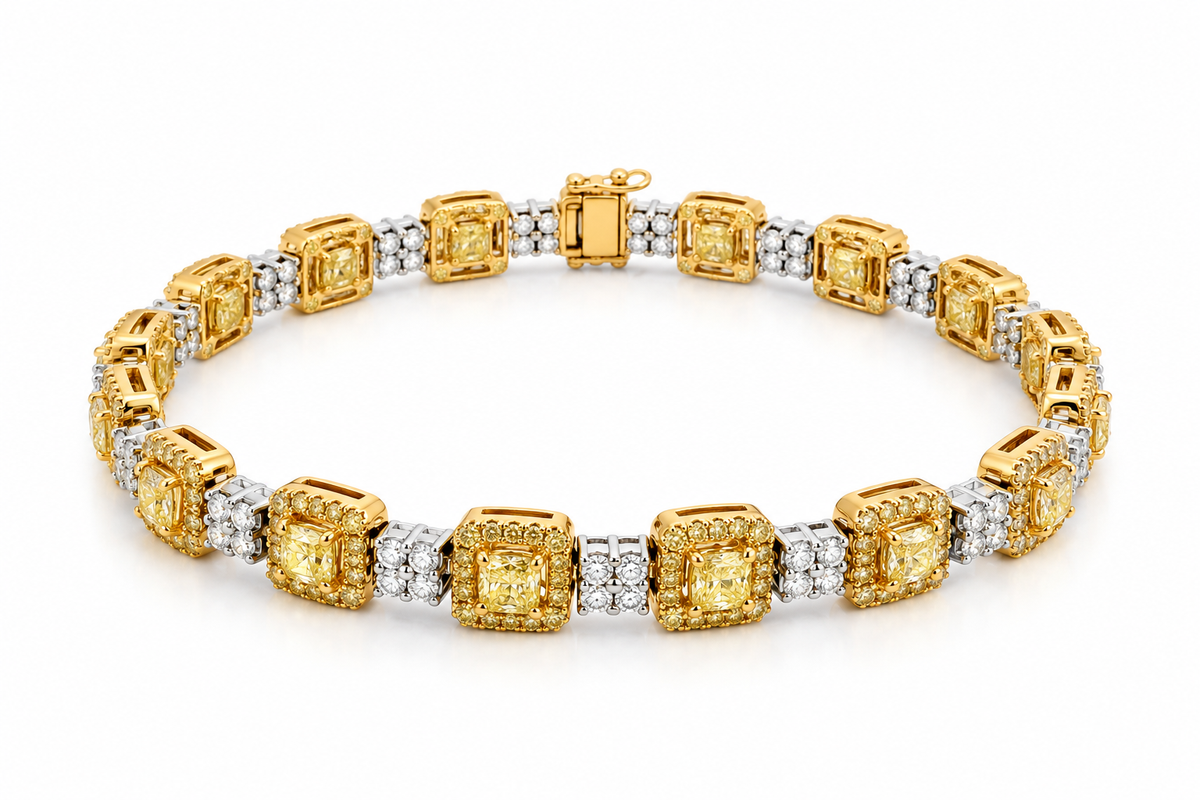 White Gold Yellow and White Diamond Bracelet