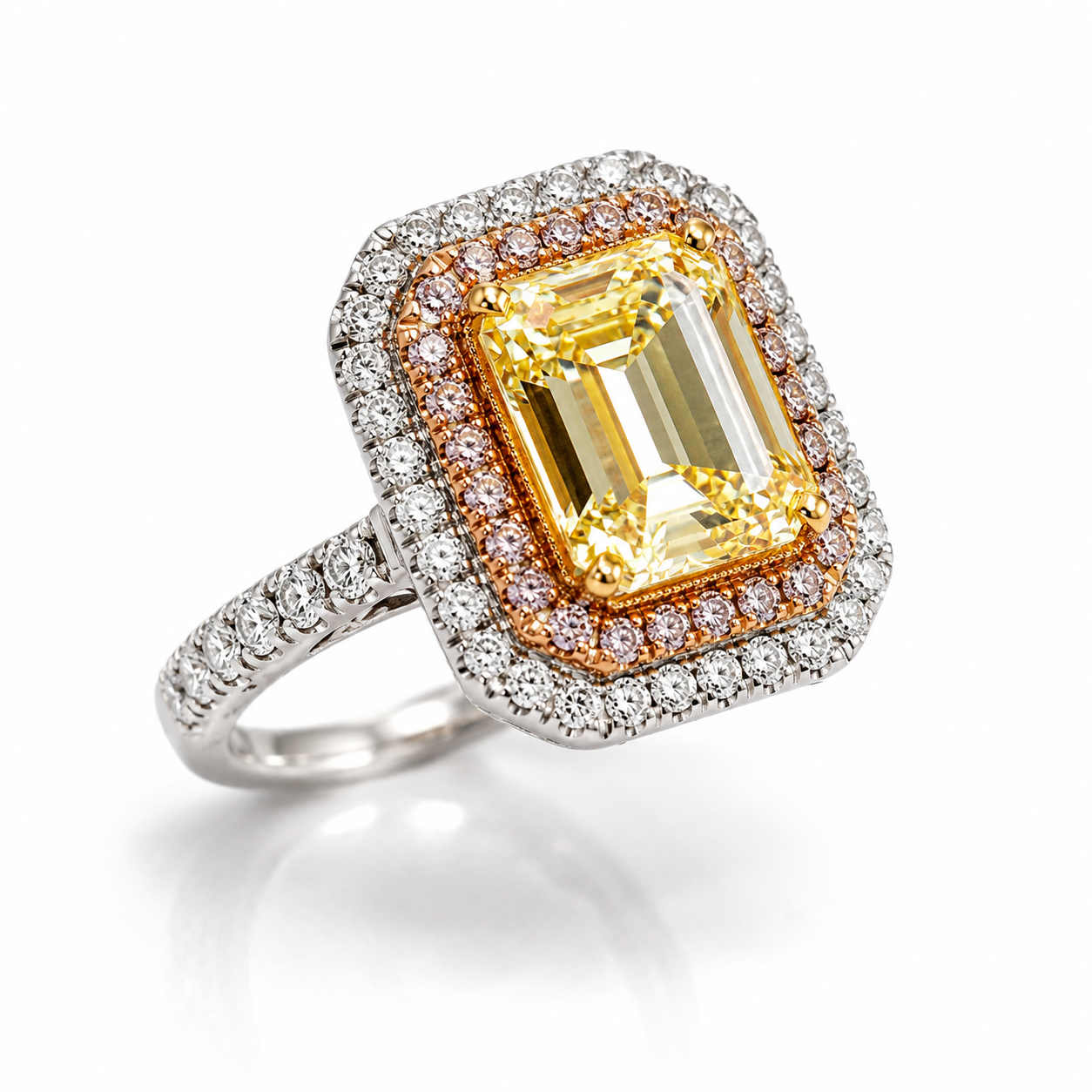 White Gold Yellow Diamond Ring