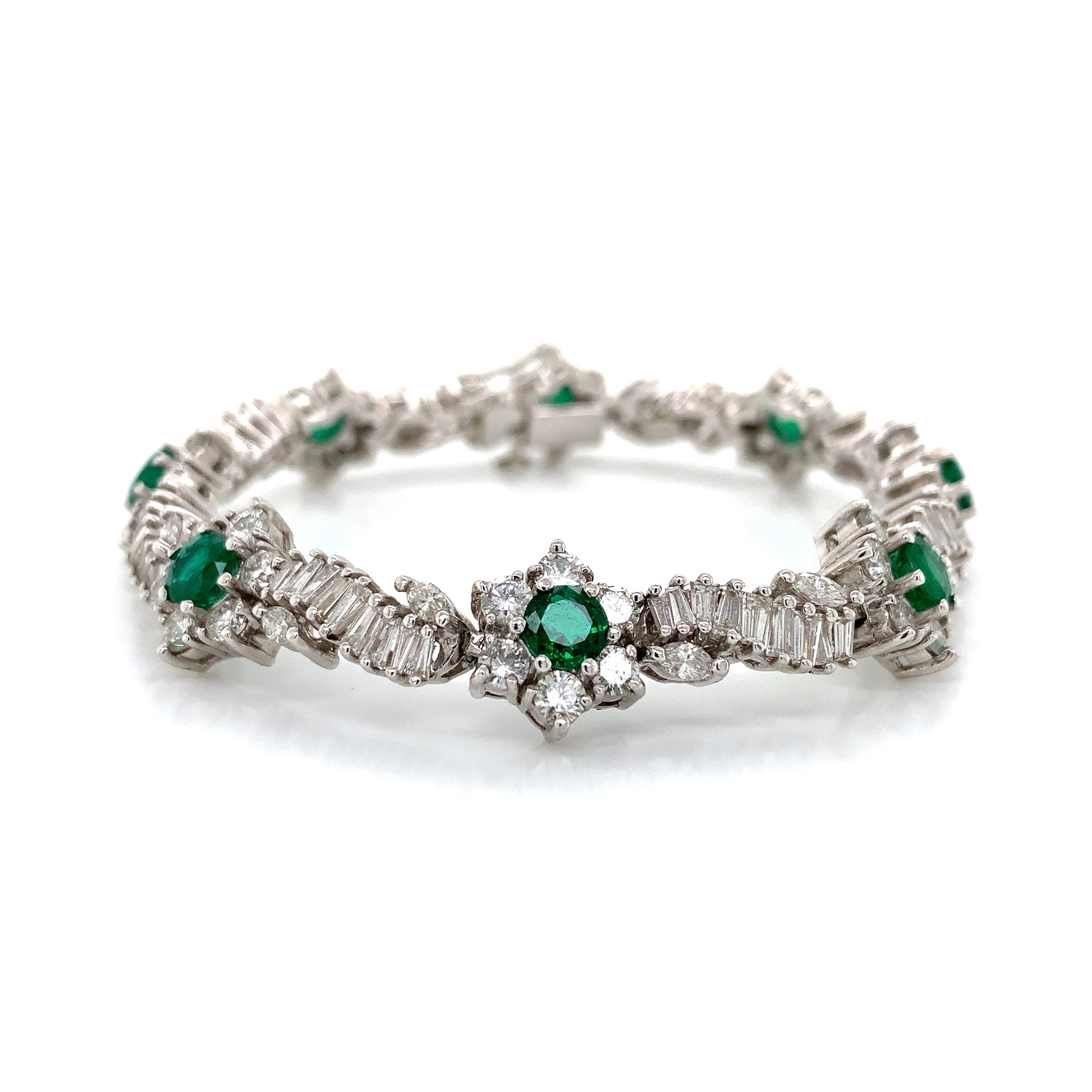 DIAMOND EMERALD FLORAL BRACELET