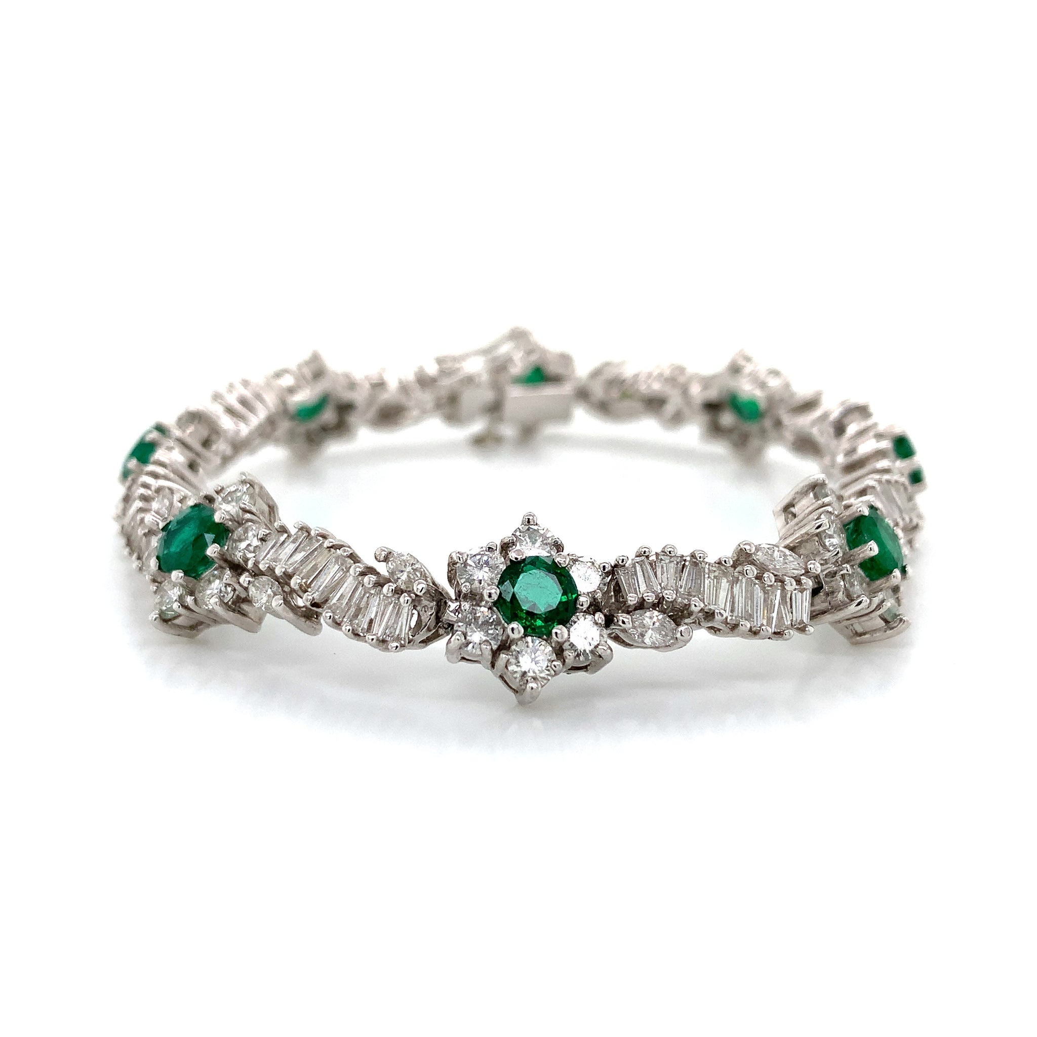 DIAMOND EMERALD FLORAL BRACELET
