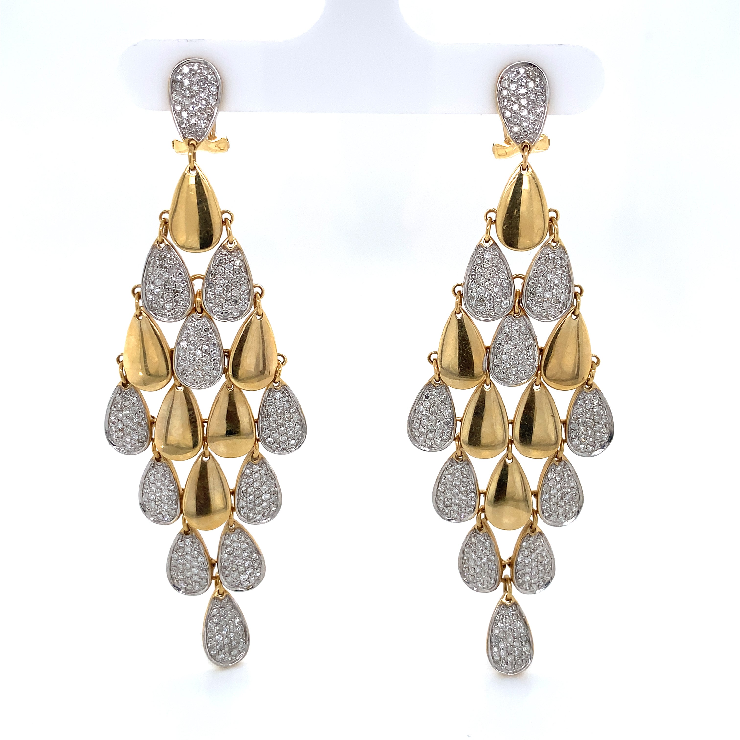 DIAMOND GOLD PYRAMID EARRINGS