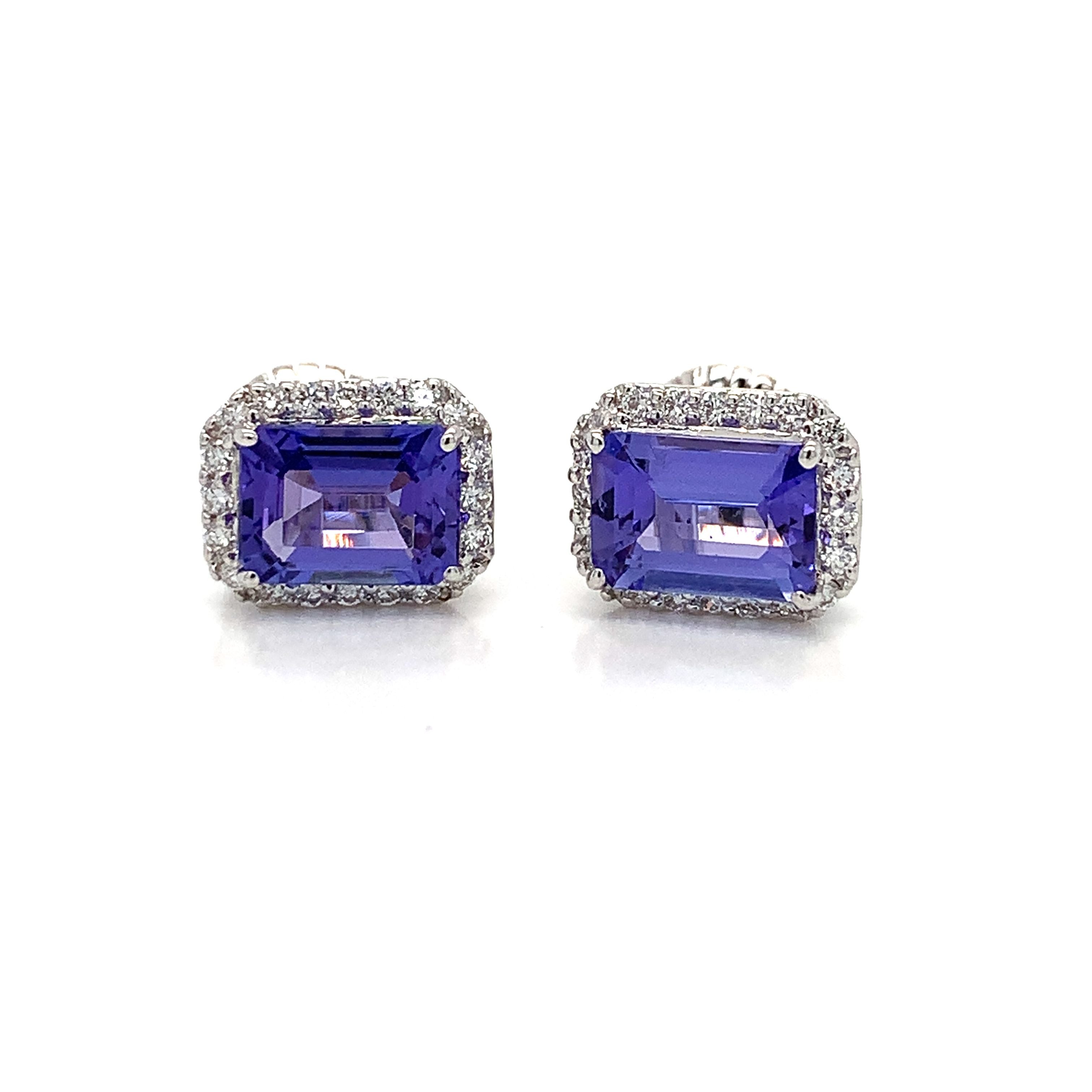 14K White Gold Tanzanite and Diamond Marquise Halo Earrings | Quality Gem  LLC | Bethel, CT