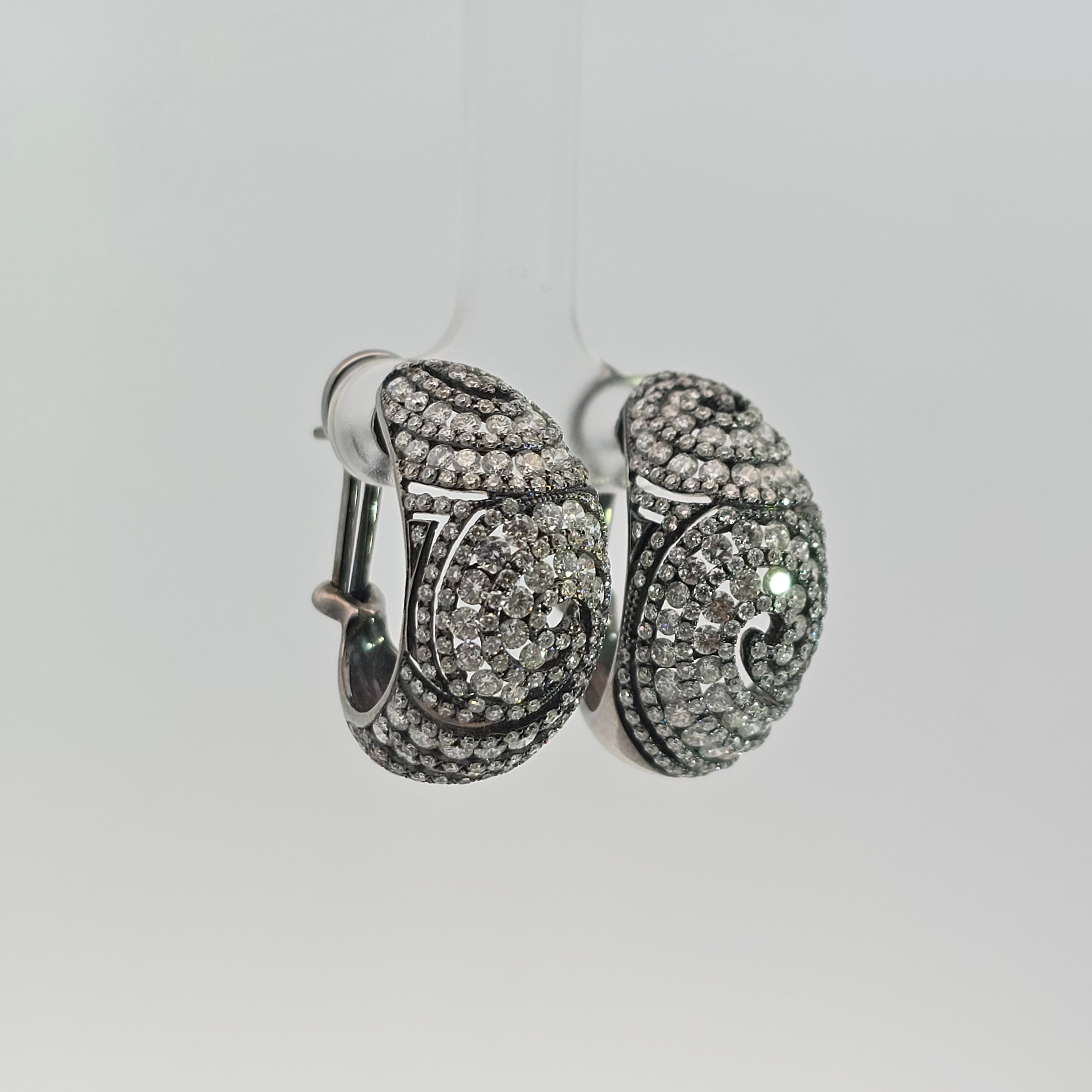 White Gold Hoop Earrings With Diamond Stones