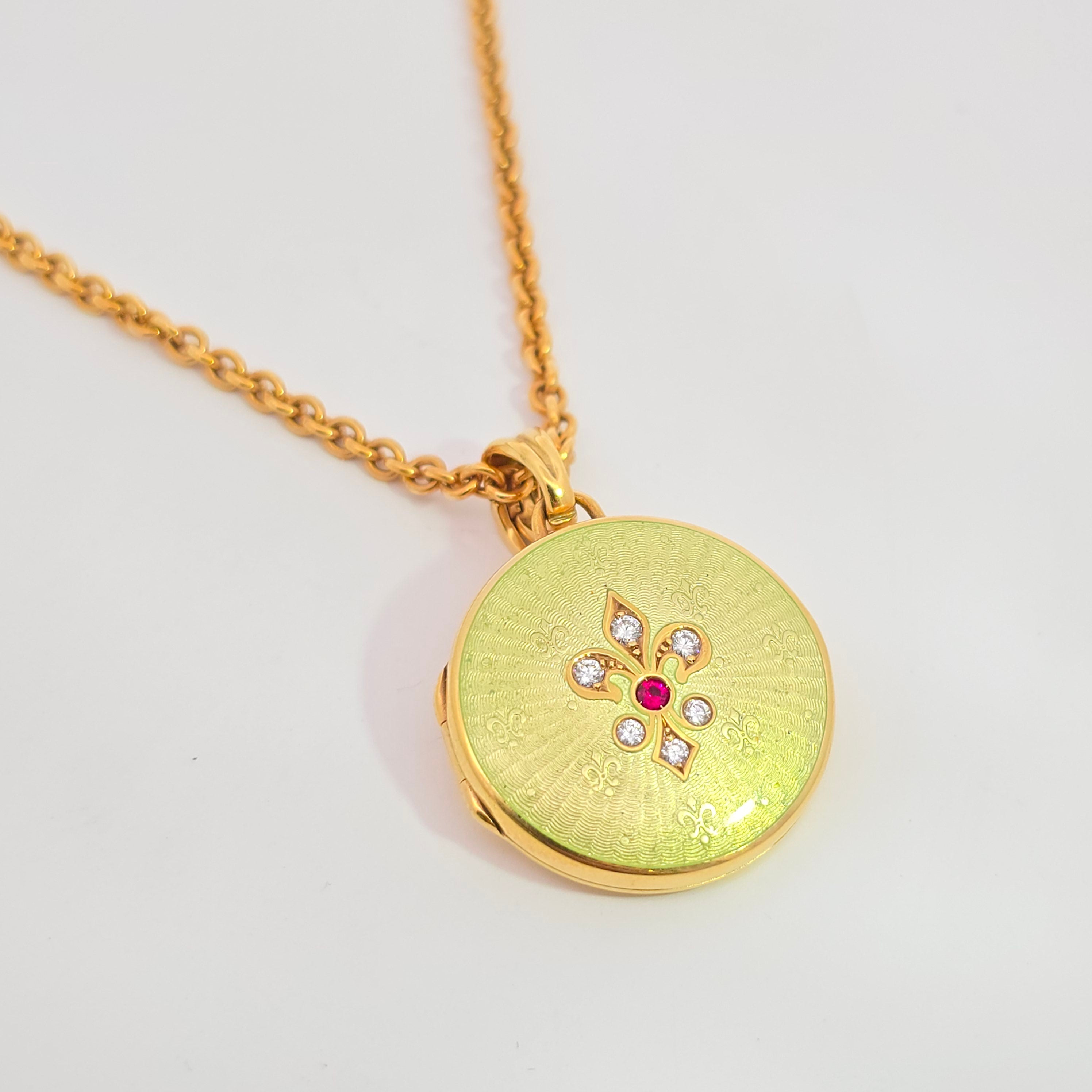 Yellow Gold Pendant Chain Necklace With Diamond, Sapphire Stones