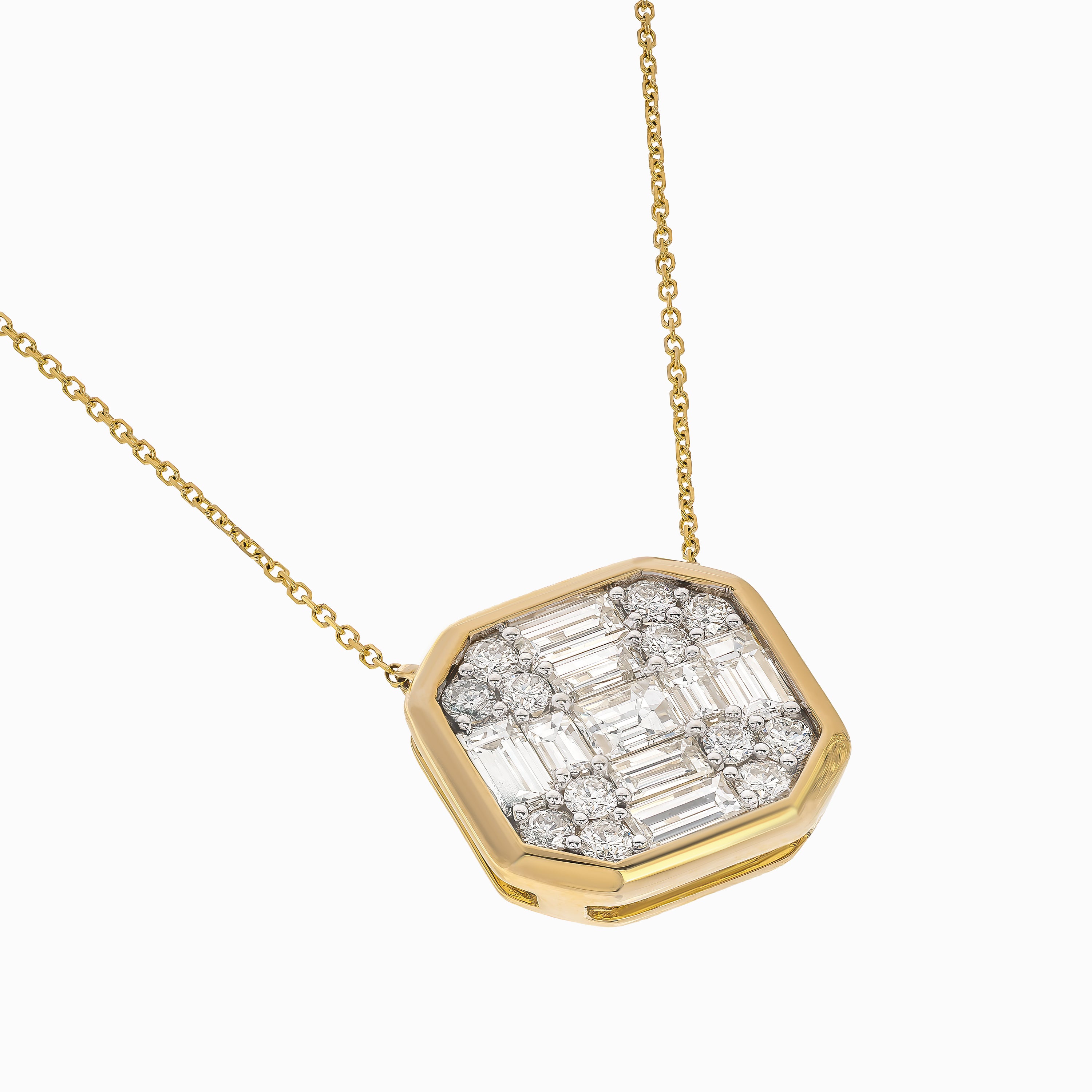 Yellow Gold Pendant Necklace With Diamond Stones