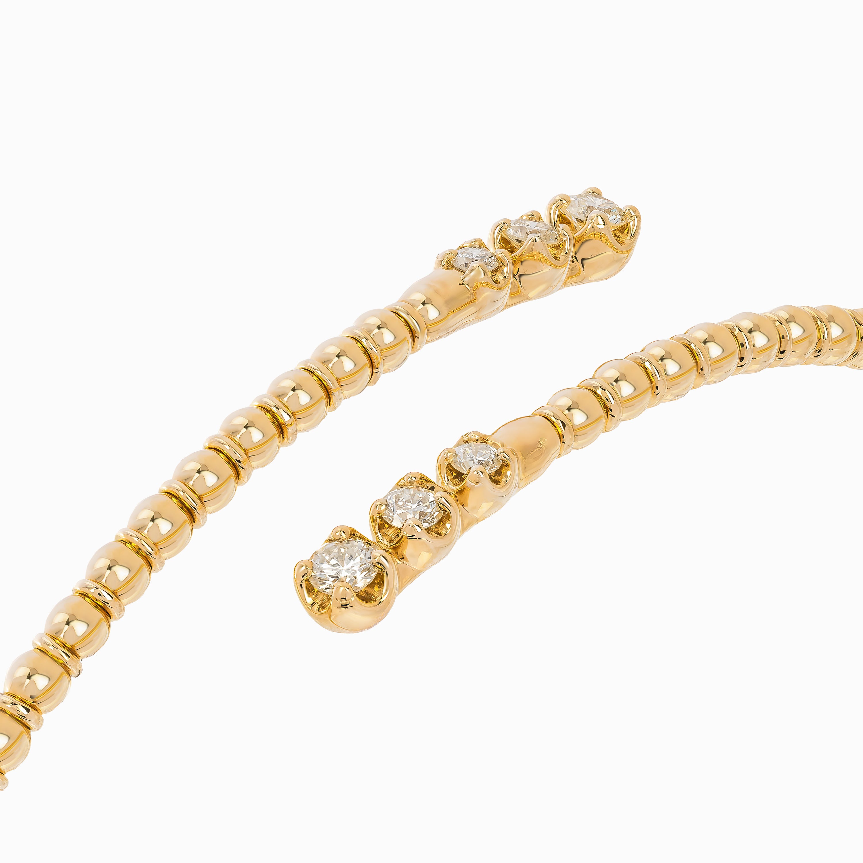 Yellow Gold Bangle Bracelet with Diamond Only Stones