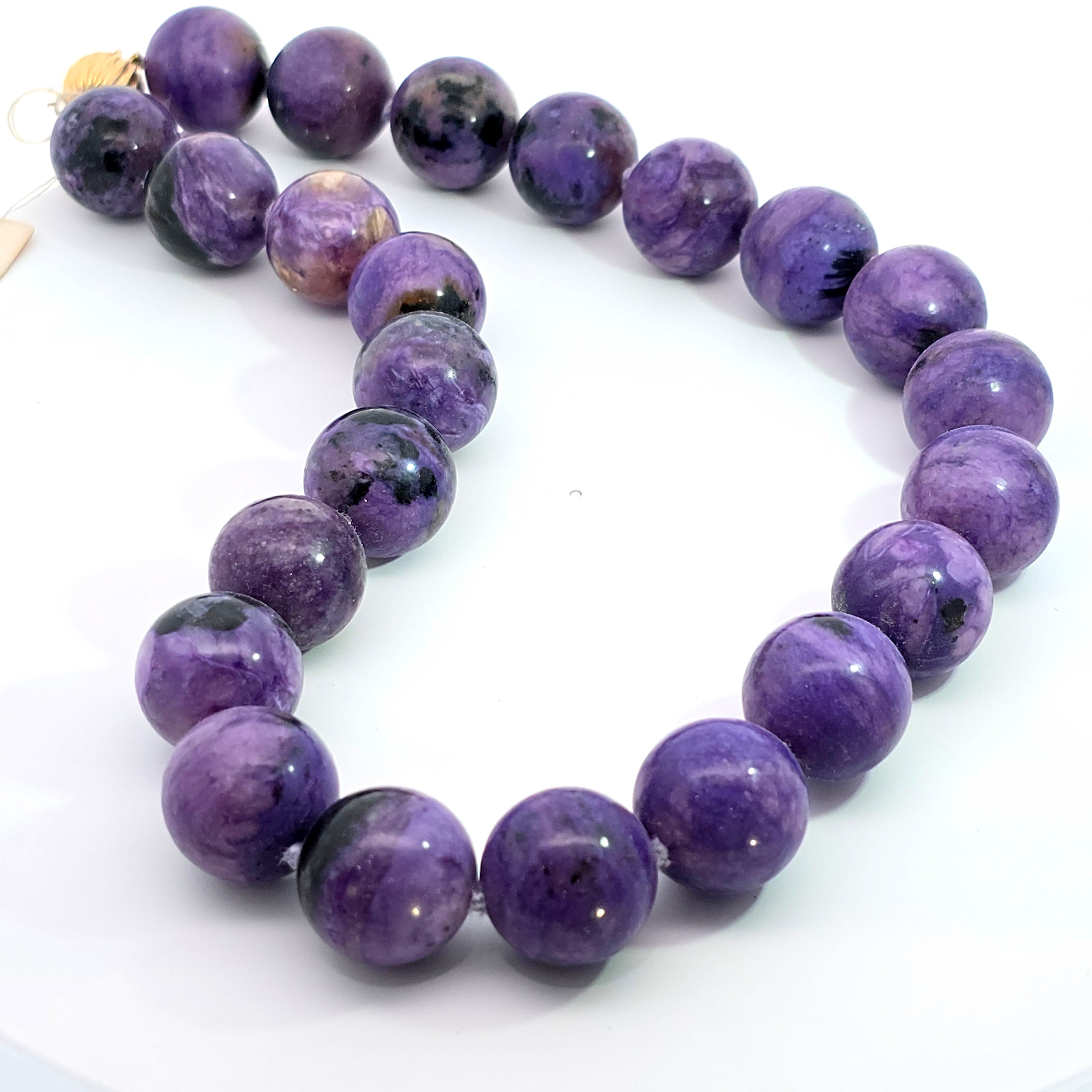 BEADS WITH CHAROLITE STONES