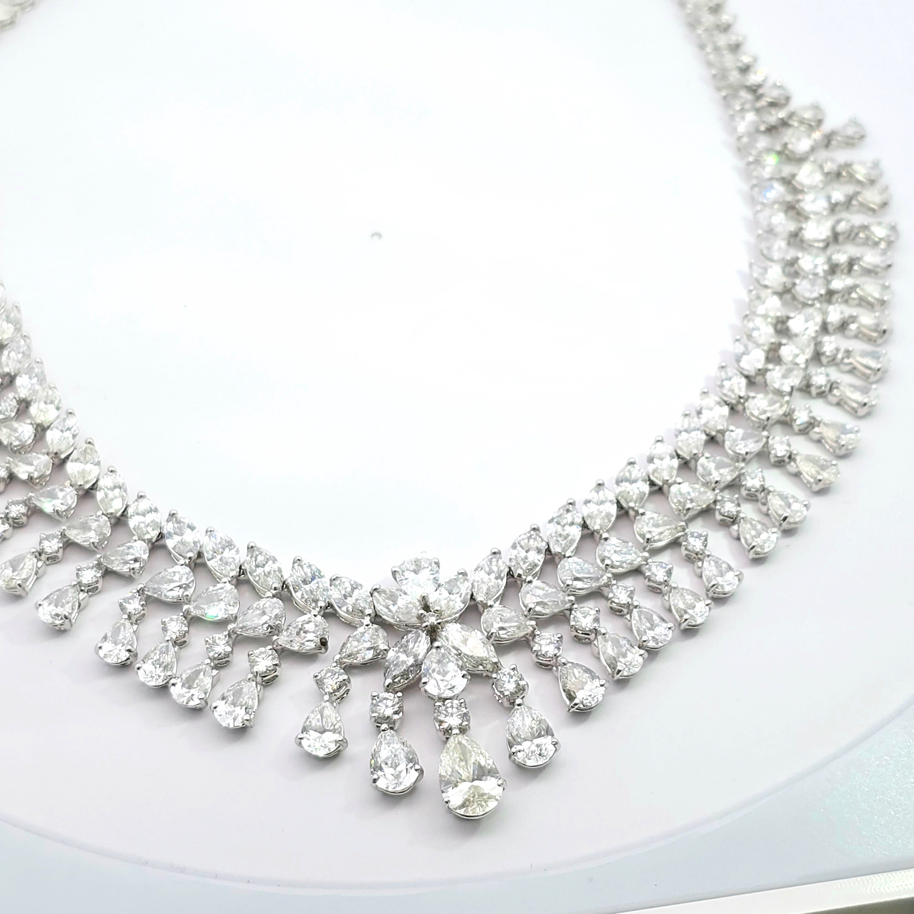White Gold Gemstone Necklace With Diamond Stones
