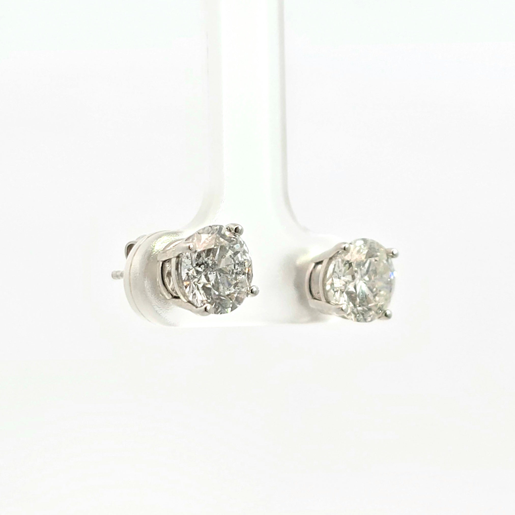 White Gold Stud Earrings With Diamond Stones