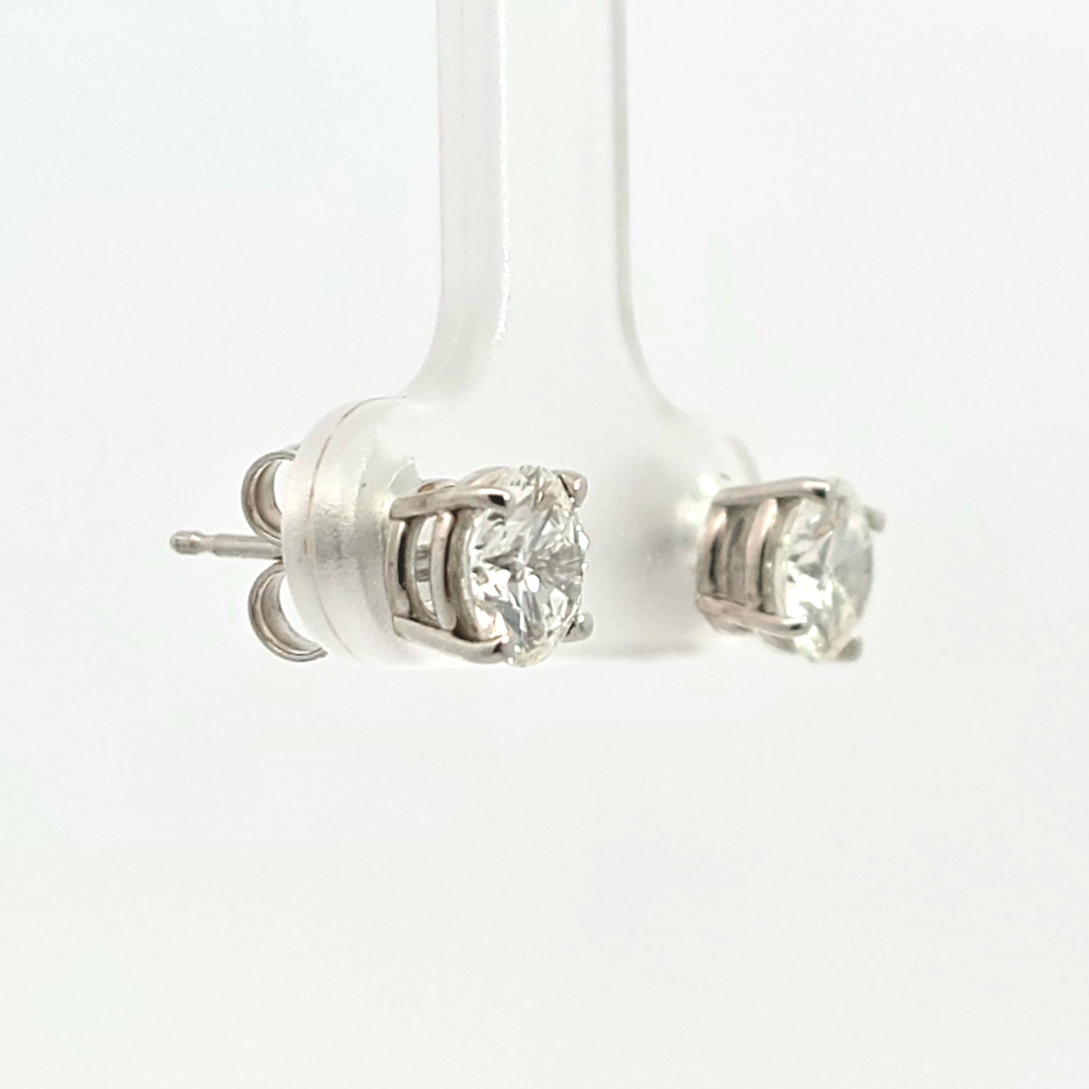 White Gold Stud Earrings With Diamond Stones