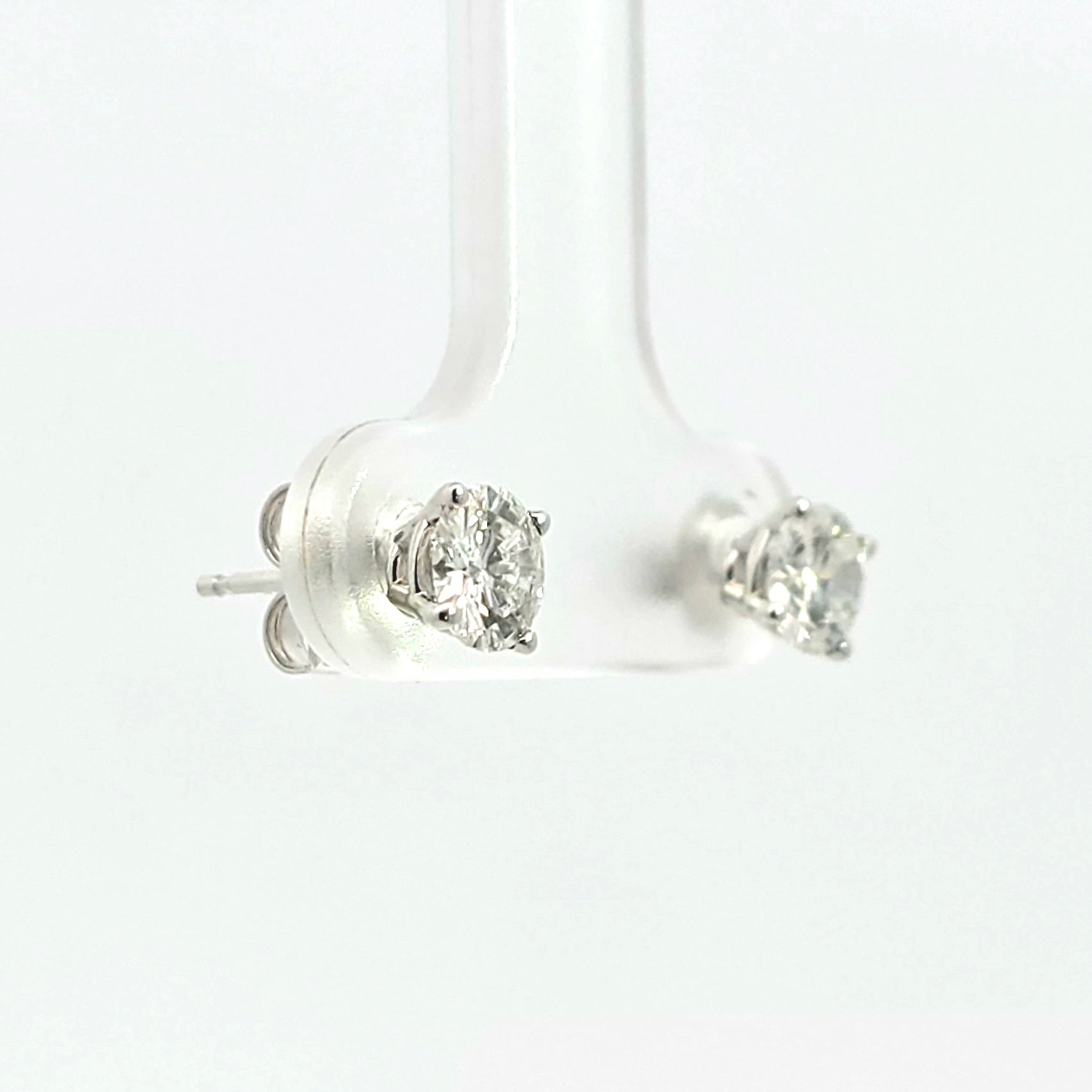 White Gold Stud Earrings With Diamond Stones