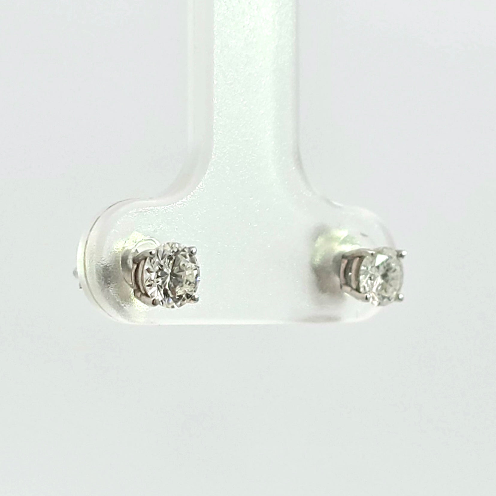 White Gold Stud Earrings With Diamond Stones