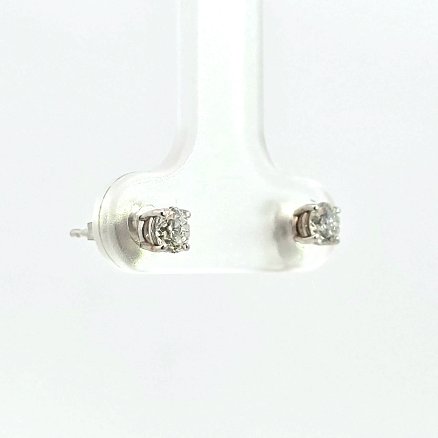 White Gold Stud Earrings With Diamond Stones