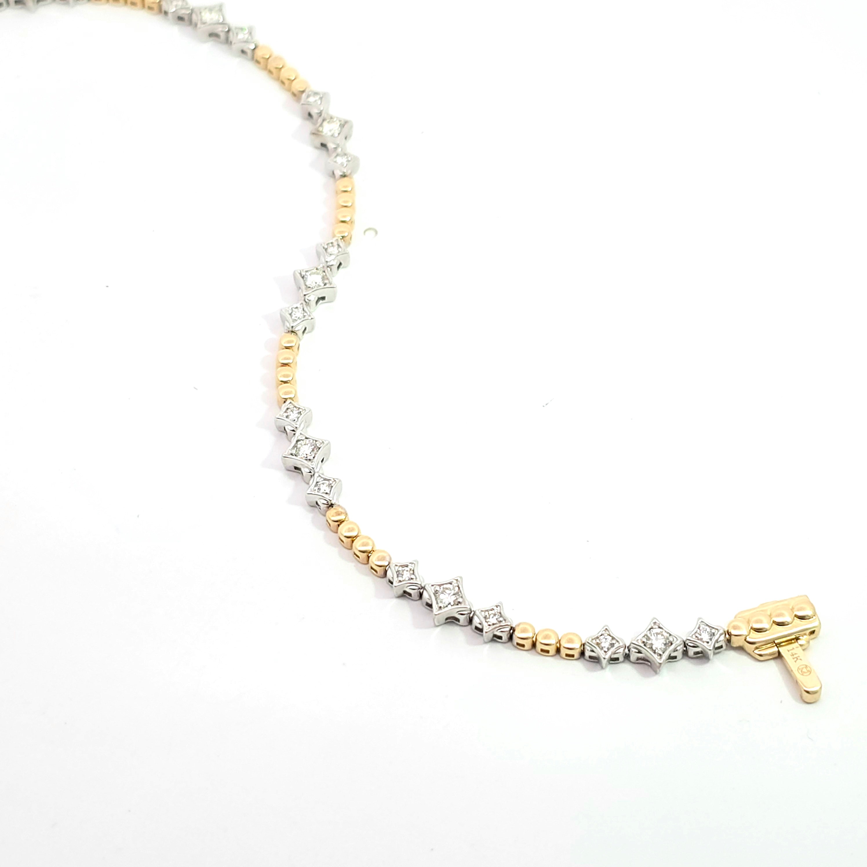 White Gold Yellow Gold Gemstone Bracelet With Diamond Stones