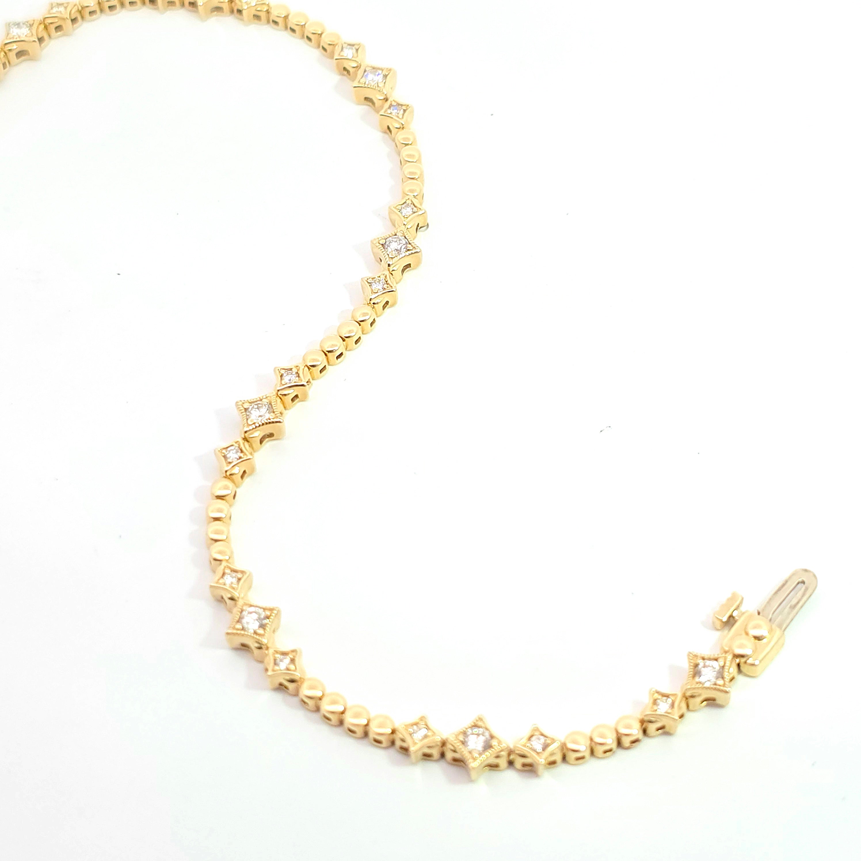 Yellow Gold Gemstone Bracelet With Diamond Stones