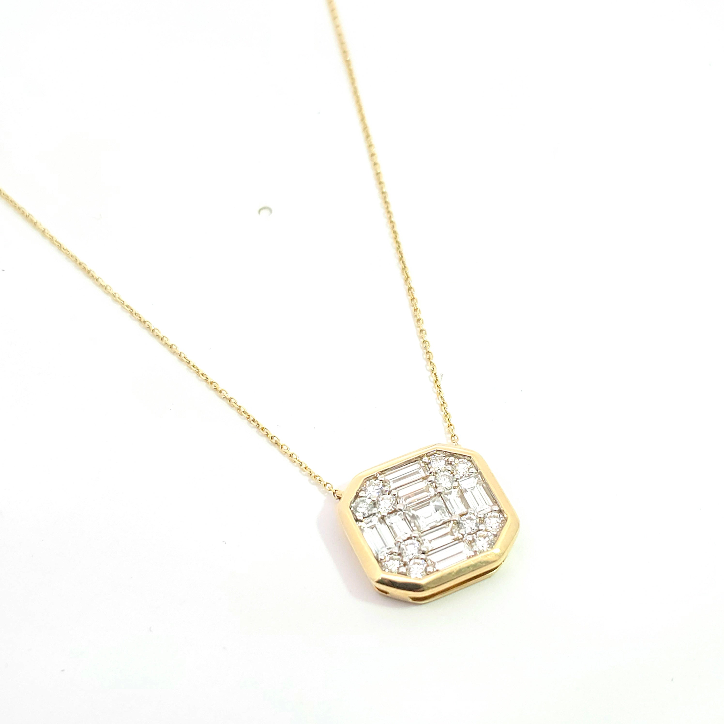 Yellow Gold Pendant Necklace With Diamond Stones