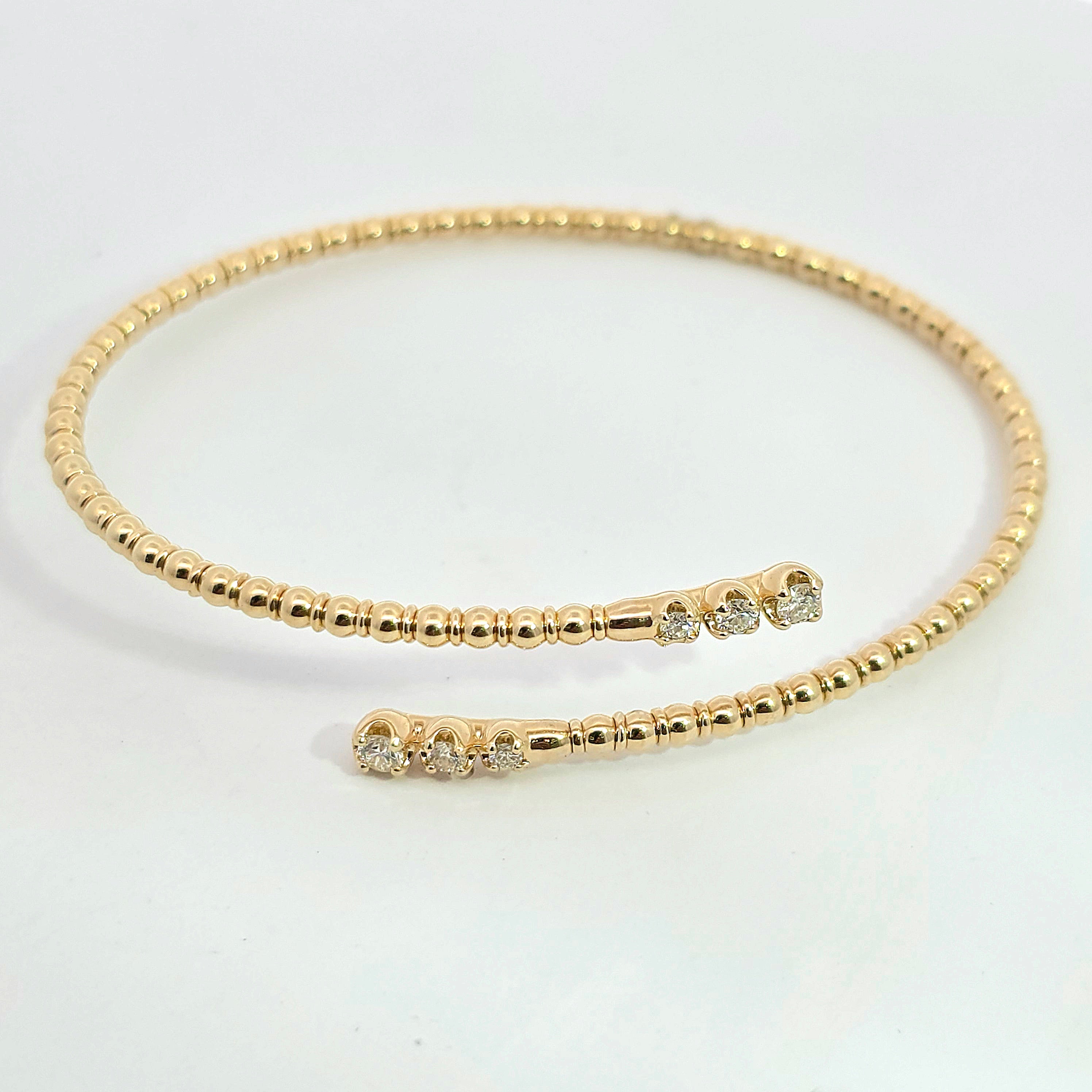 Yellow Gold Bangle Bracelet With Diamond Stones