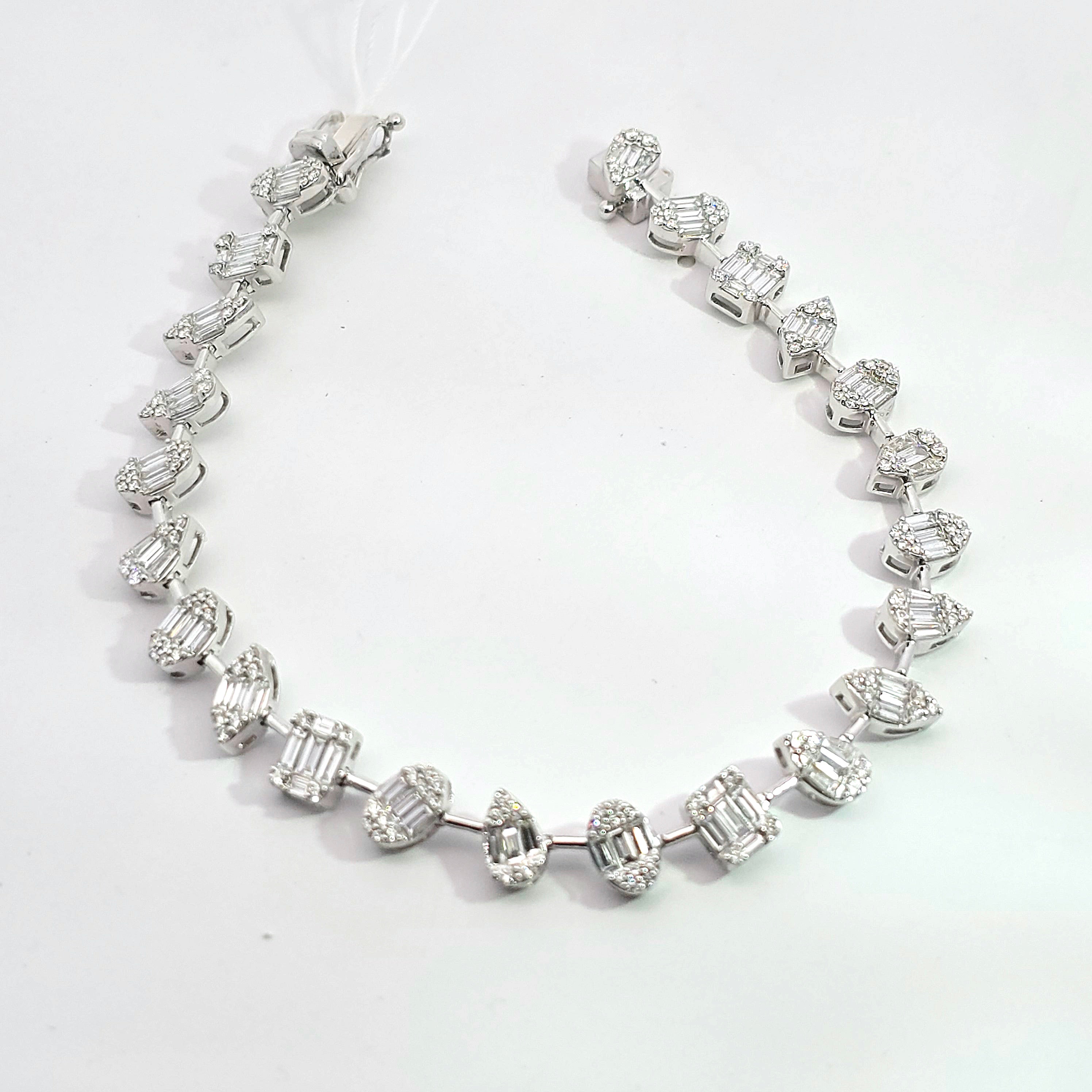 White Gold Gemstone Bracelet With Diamond Stones