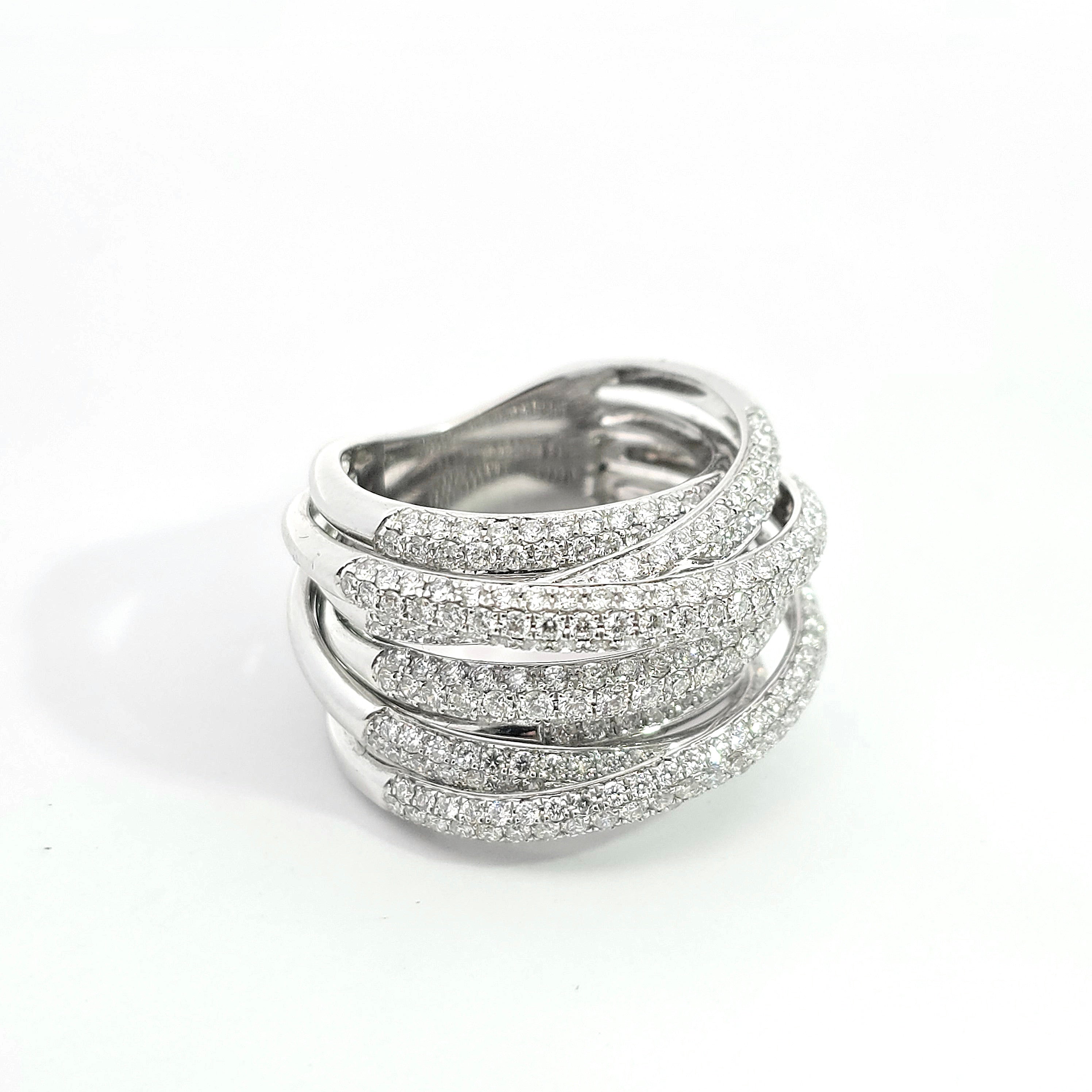 White Gold Band Ring With Diamond Stones