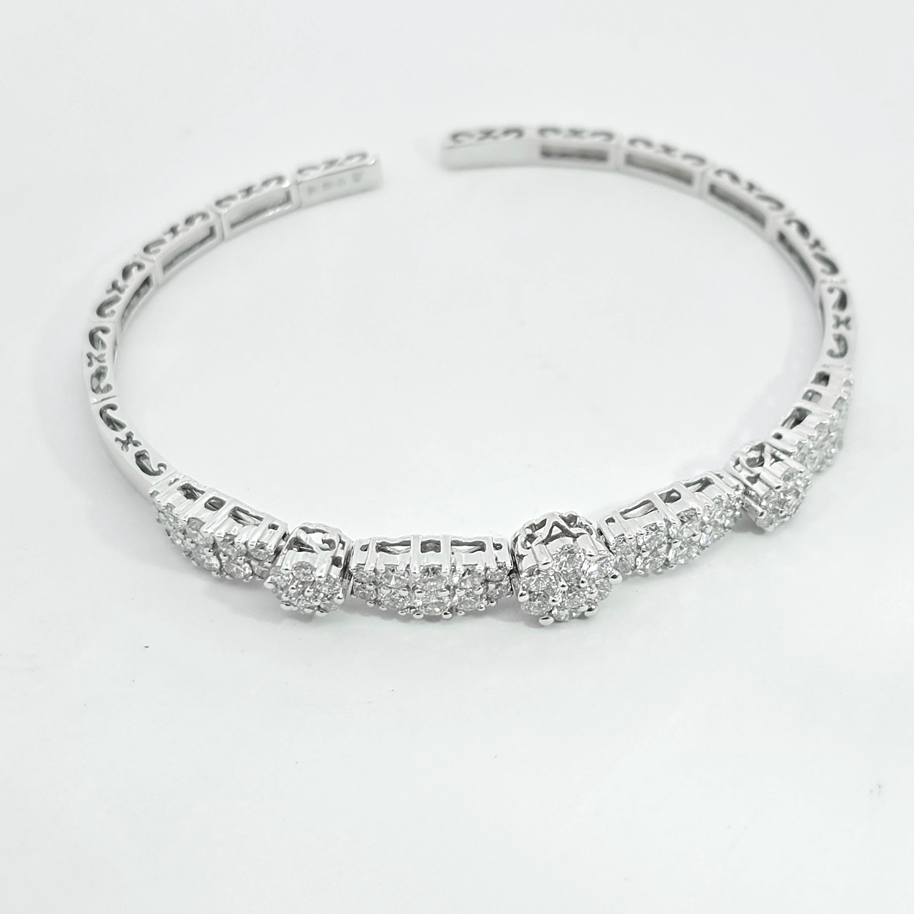 White Gold Bangle Bracelet With Diamond Stones