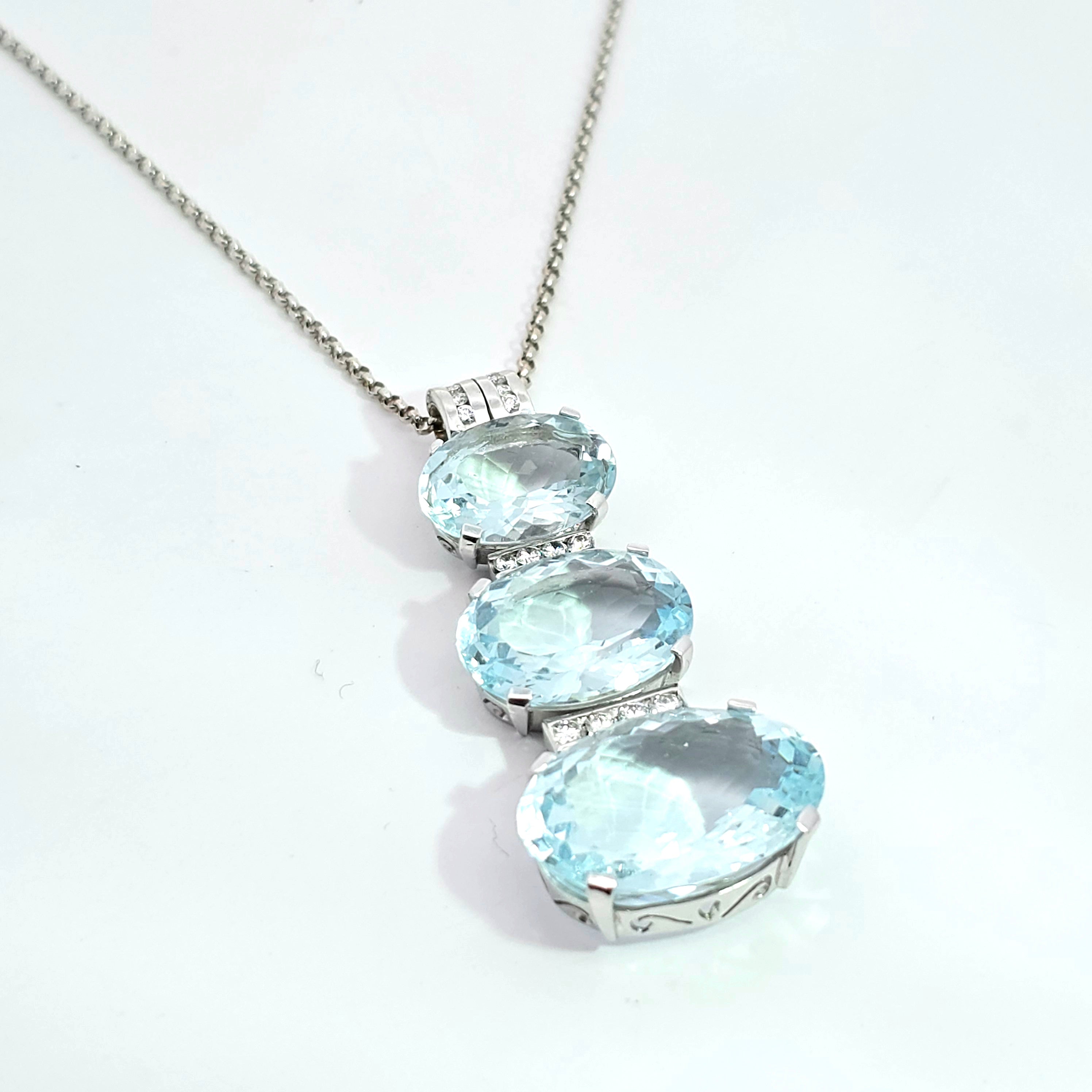 White Gold Stud Earrings With Aquamarine, Diamond Stones