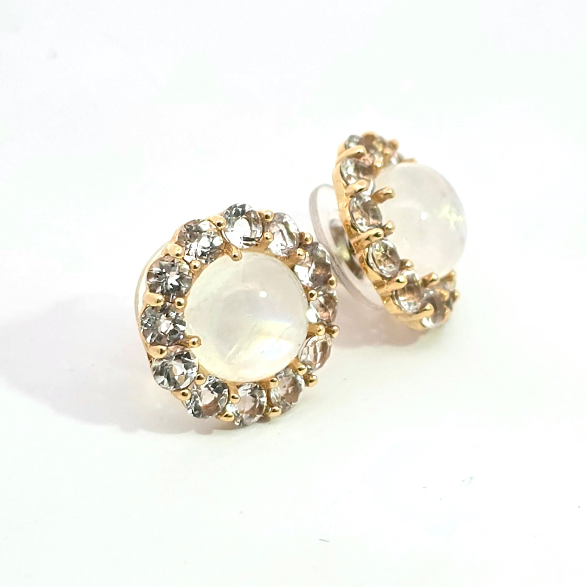 Yellow Gold Stud Earrings With Zircon Stones